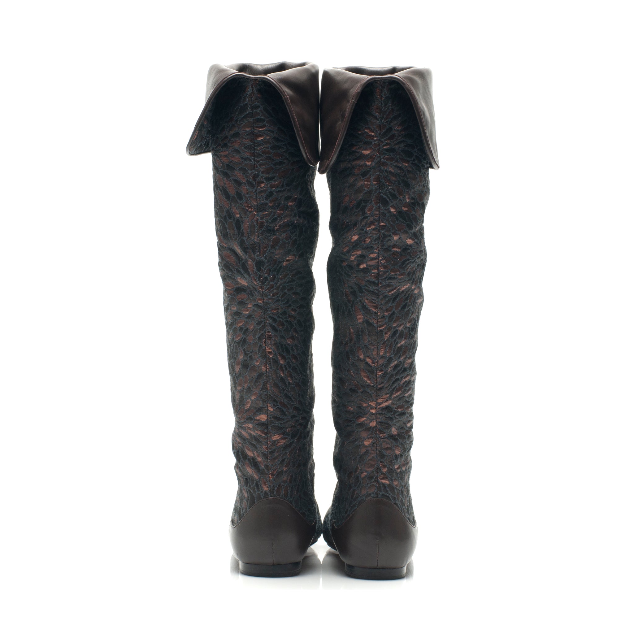 J560 jacquard and leather boots; copper chocolate