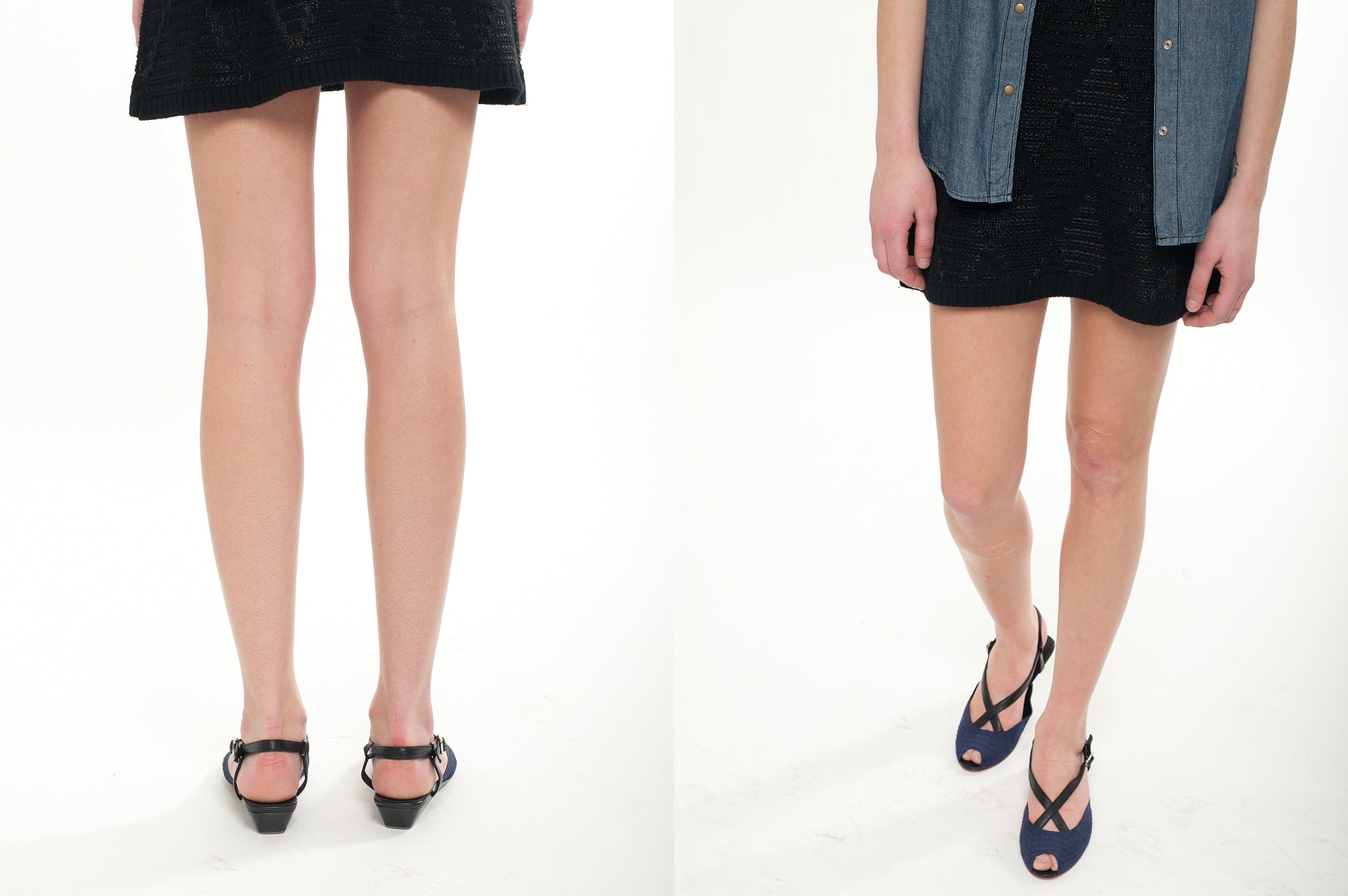 J005 snake and lamb slingbacks; navy and black