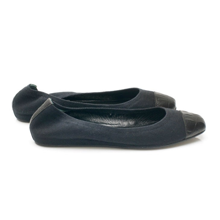 9002 canvas and leather loafers; black