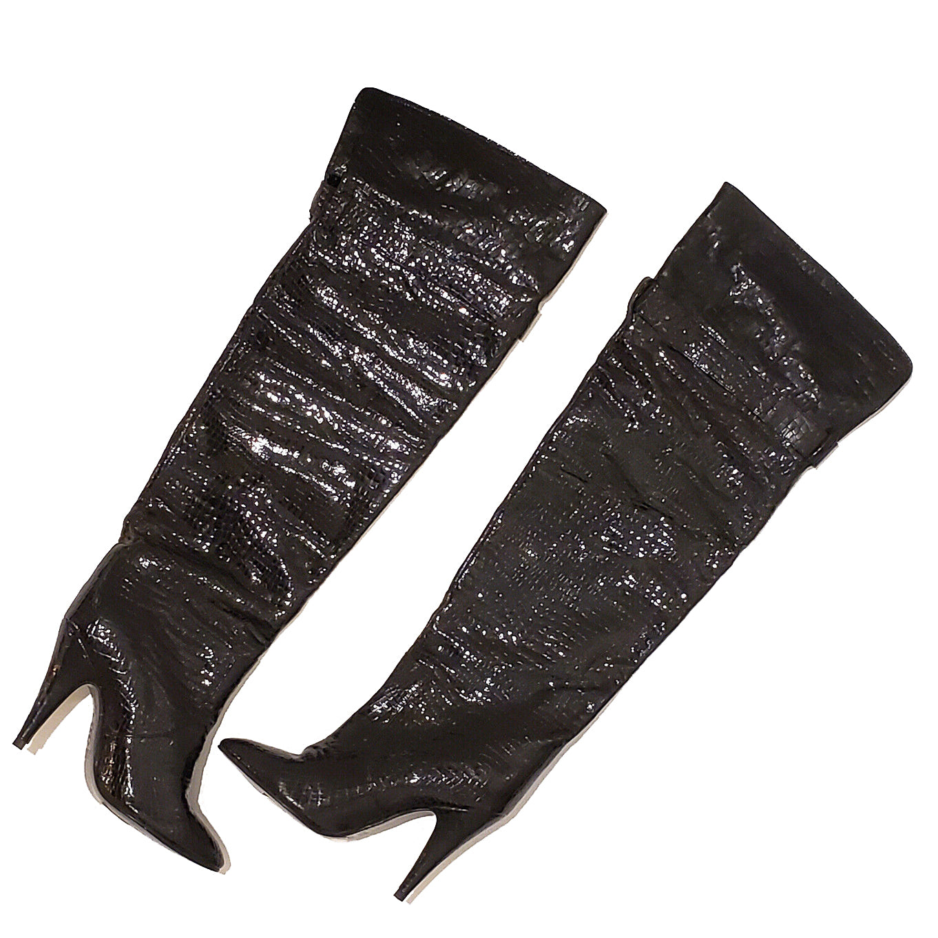 1203 patent leather boots; black