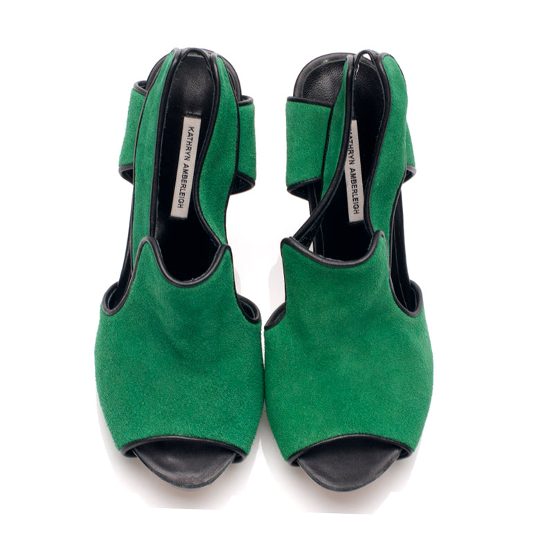 3113 suede slingbacks; green