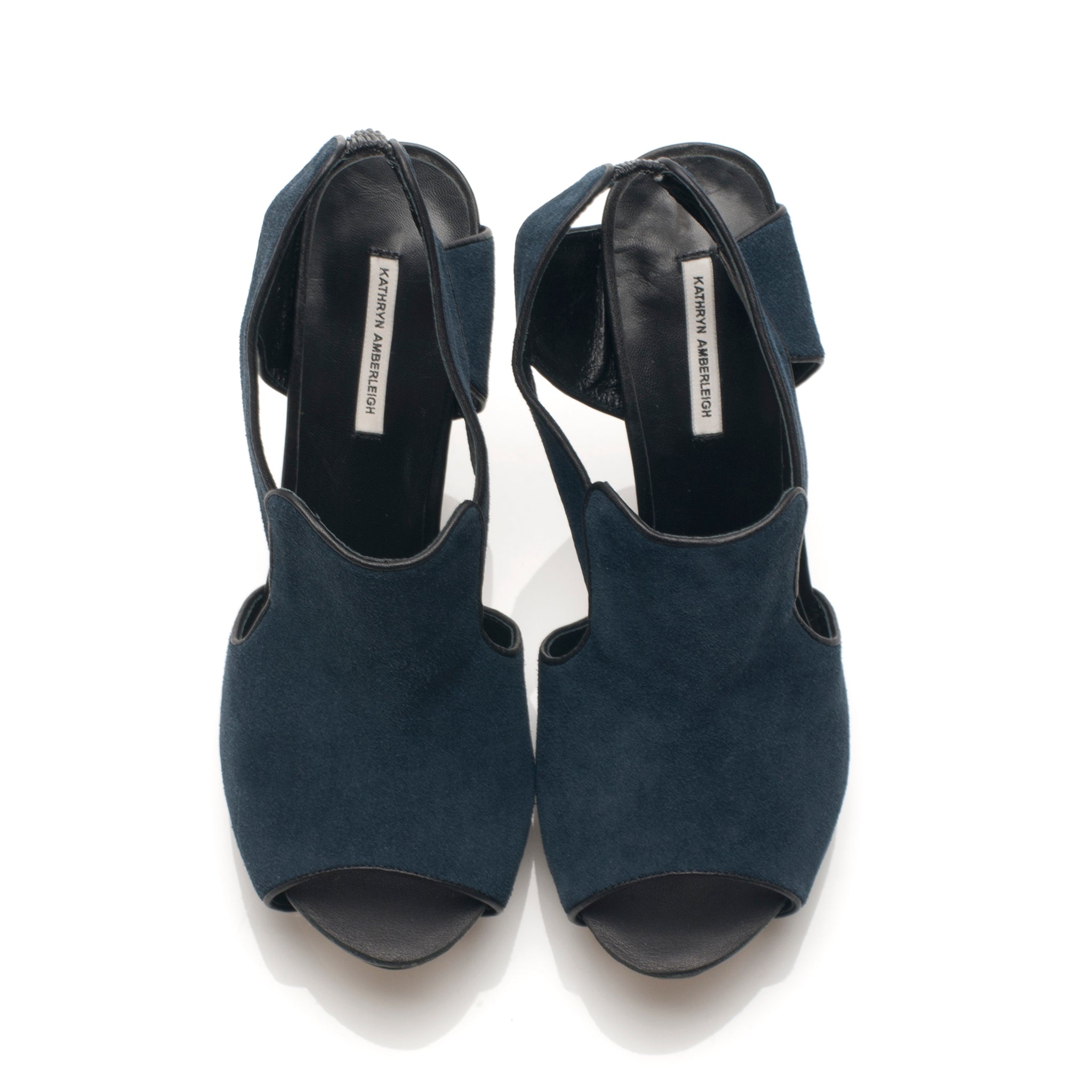 3113 suede slingbacks; navy