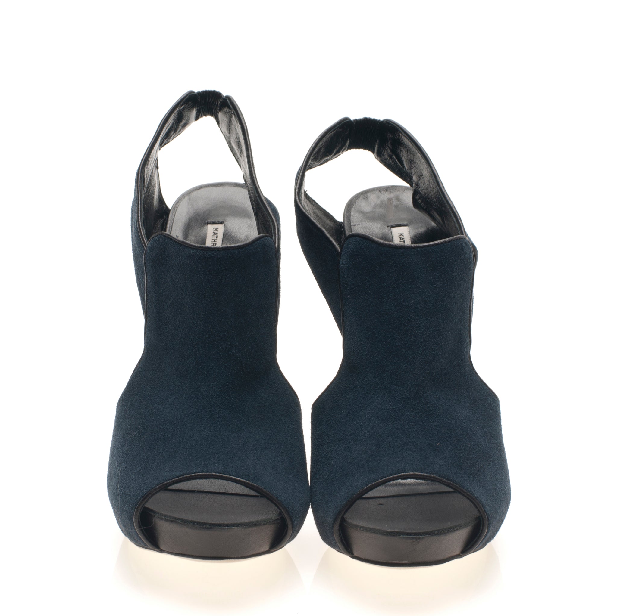 3113 suede slingbacks; navy