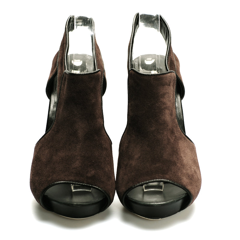 3113 suede slingbacks; brown