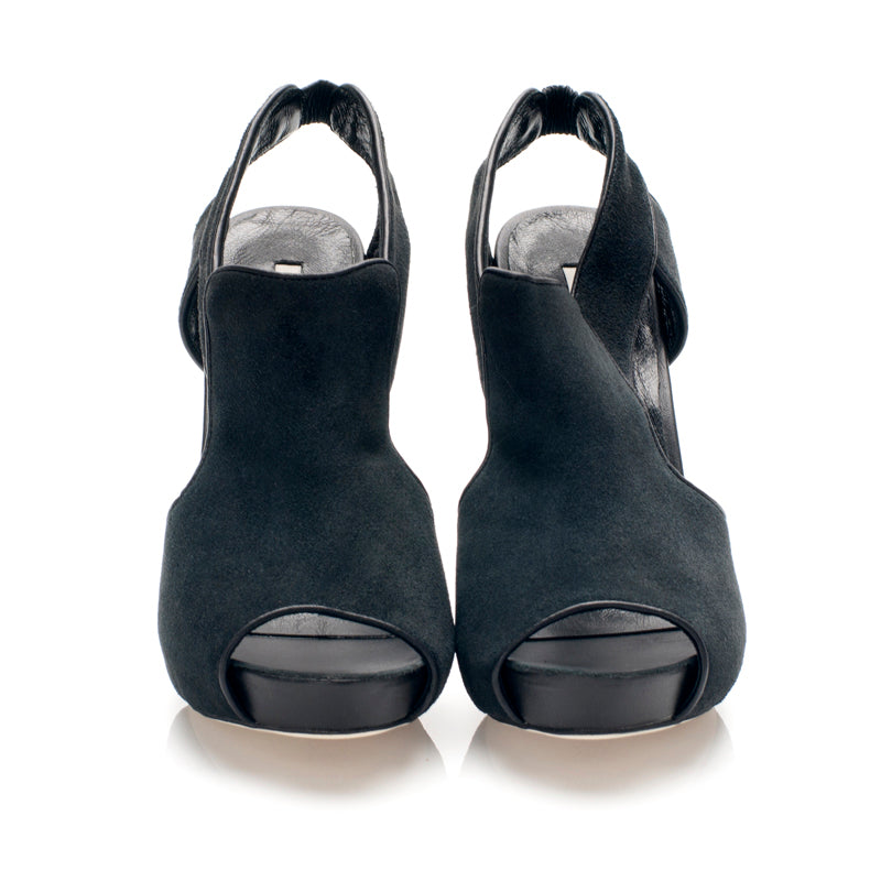 3113 suede slingbacks; charcoal