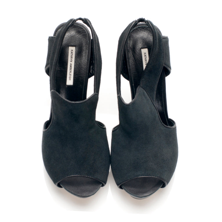 3113 suede slingbacks; charcoal
