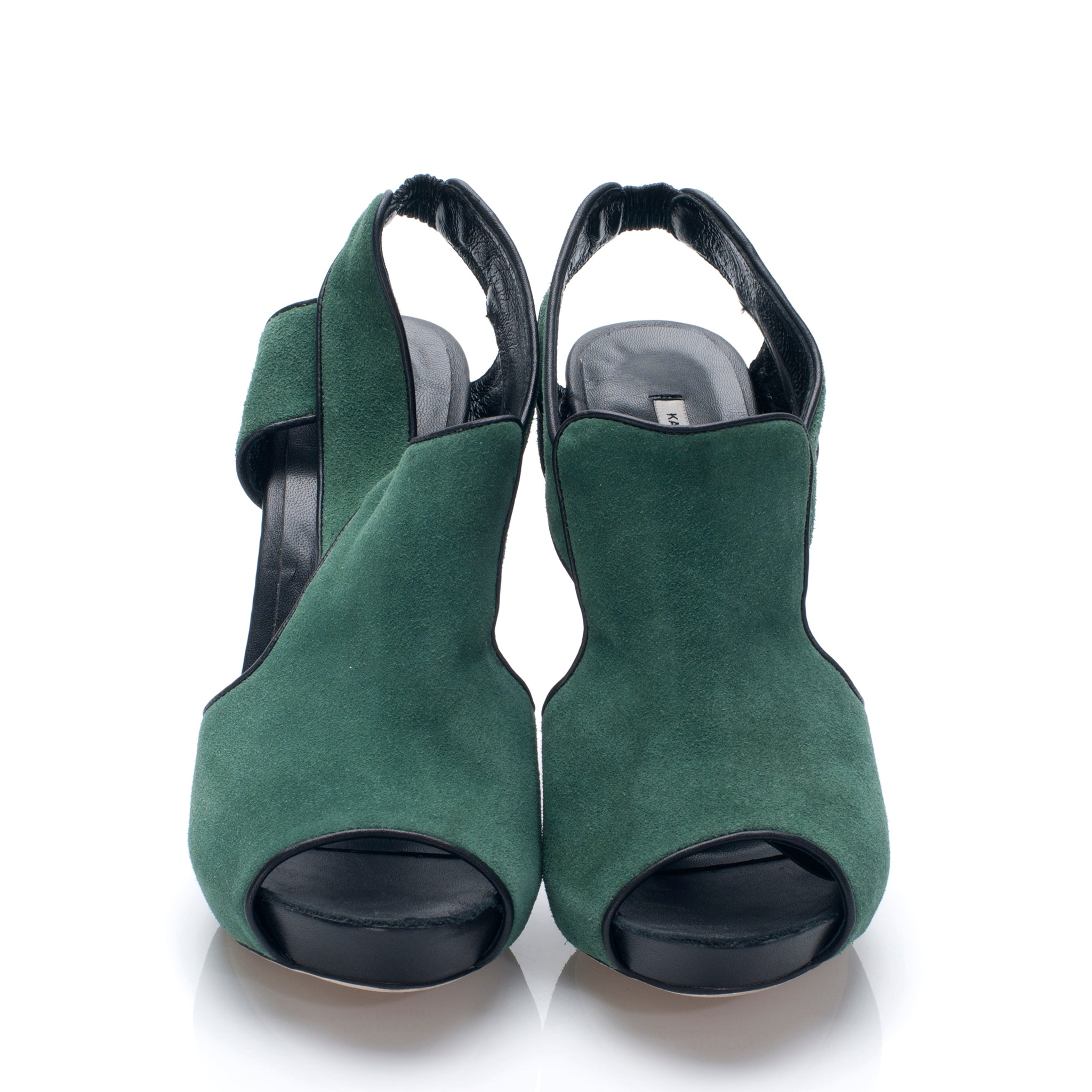 3113 suede slingbacks; sea green