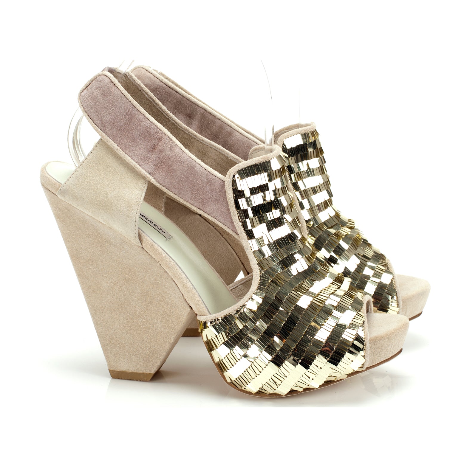 3113 sequin and suede slingbacks; gold dream