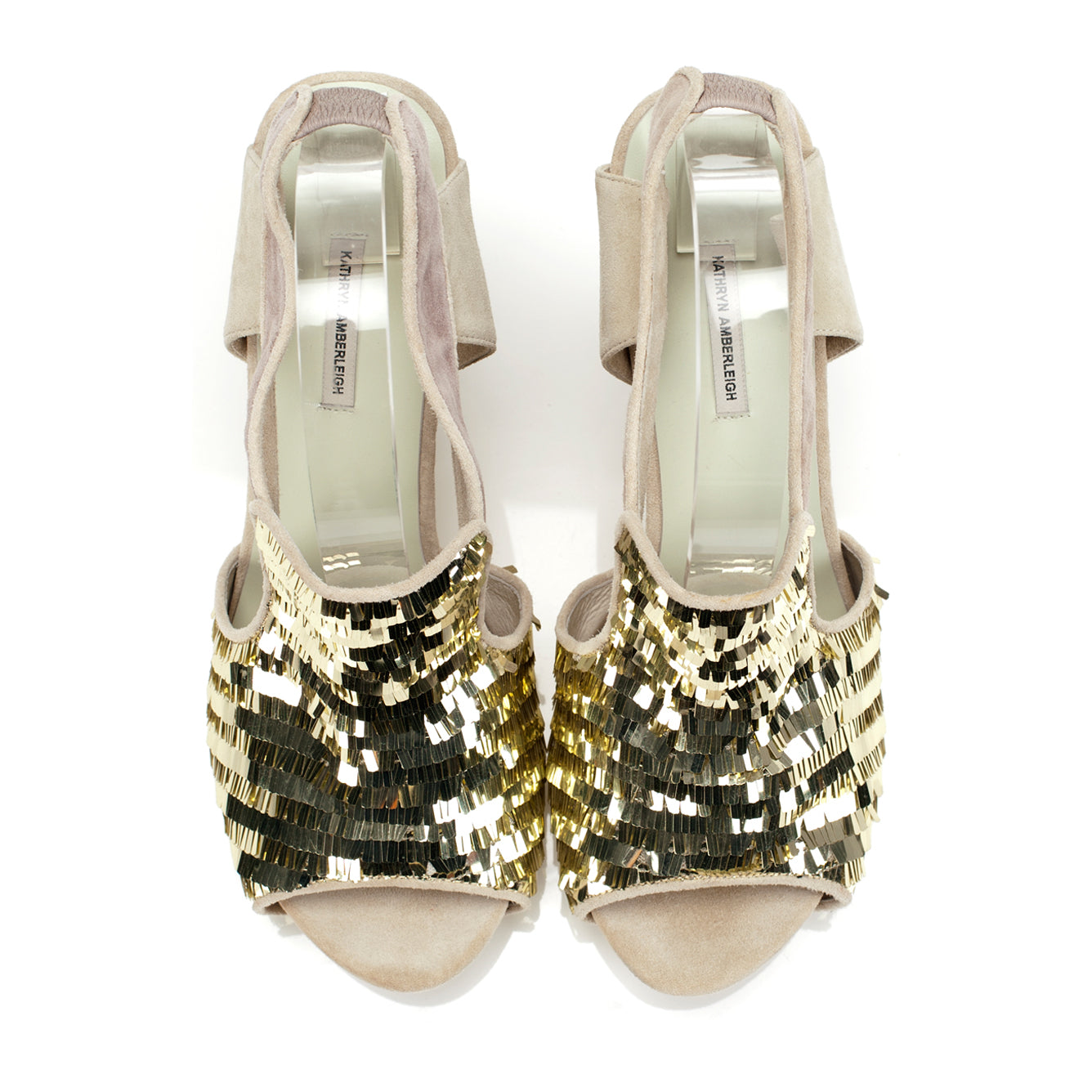 3113 sequin and suede slingbacks; gold dream