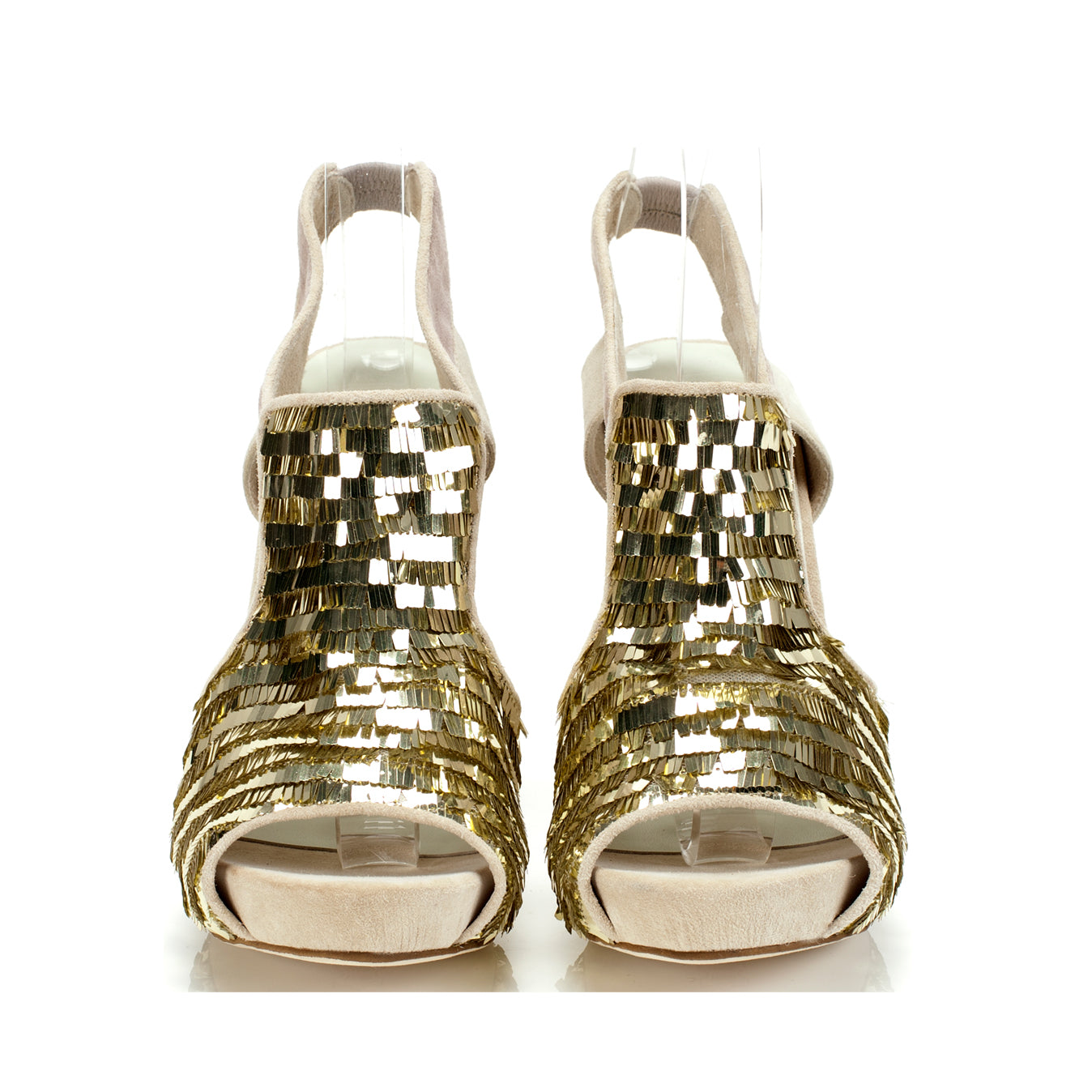 3113 sequin and suede slingbacks; gold dream