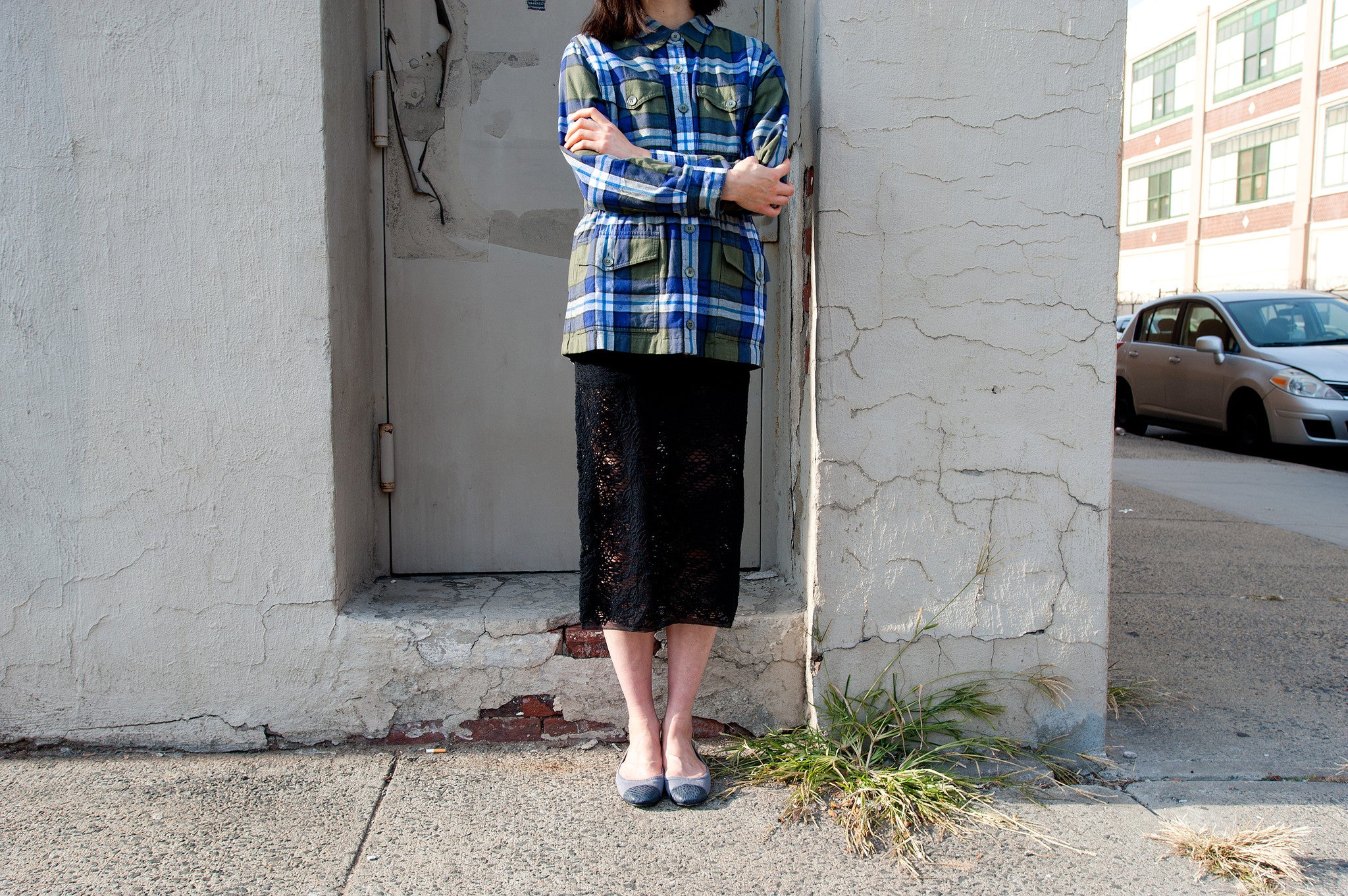 9002 cotton and leather loafers; slate