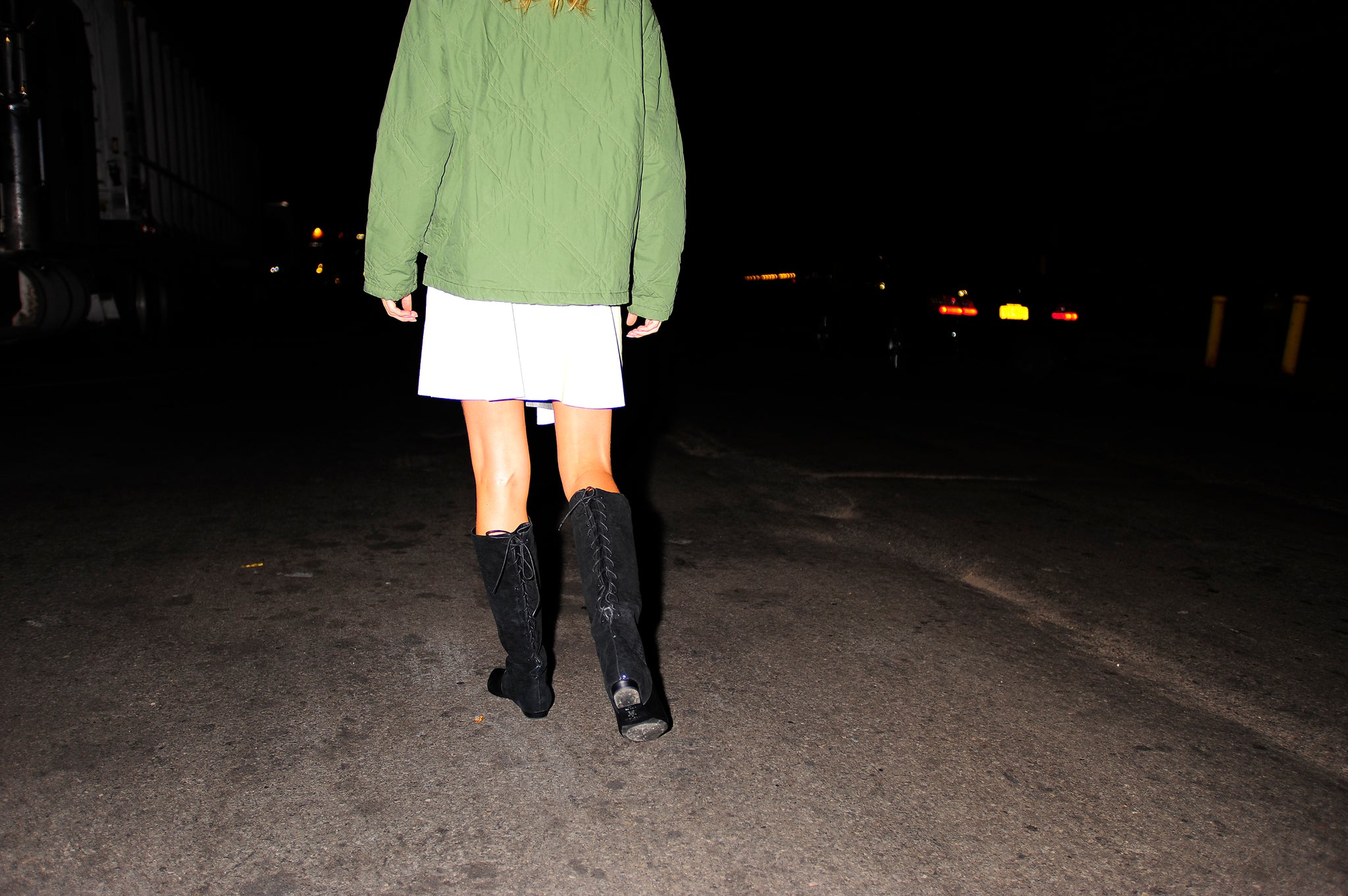 1404 suede and leather boots; black lizard