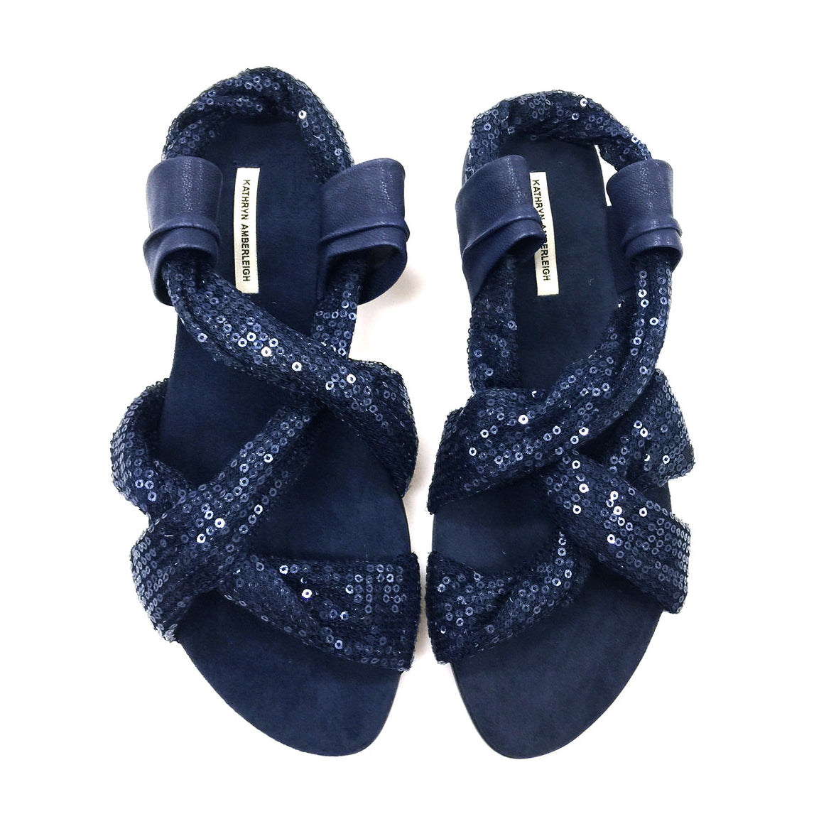 7903 sequin and leather slides; navy