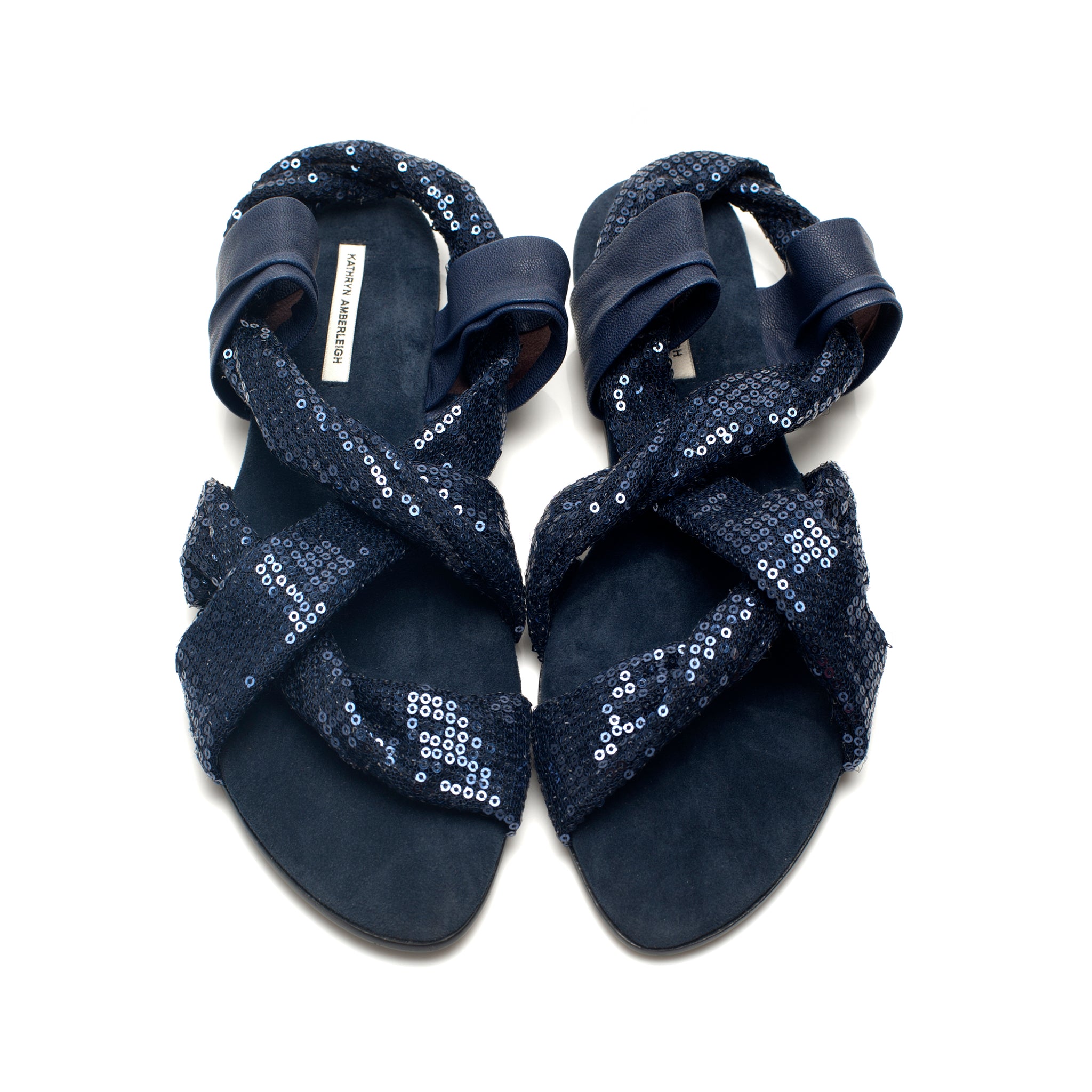 7903 sequin and leather slides; navy