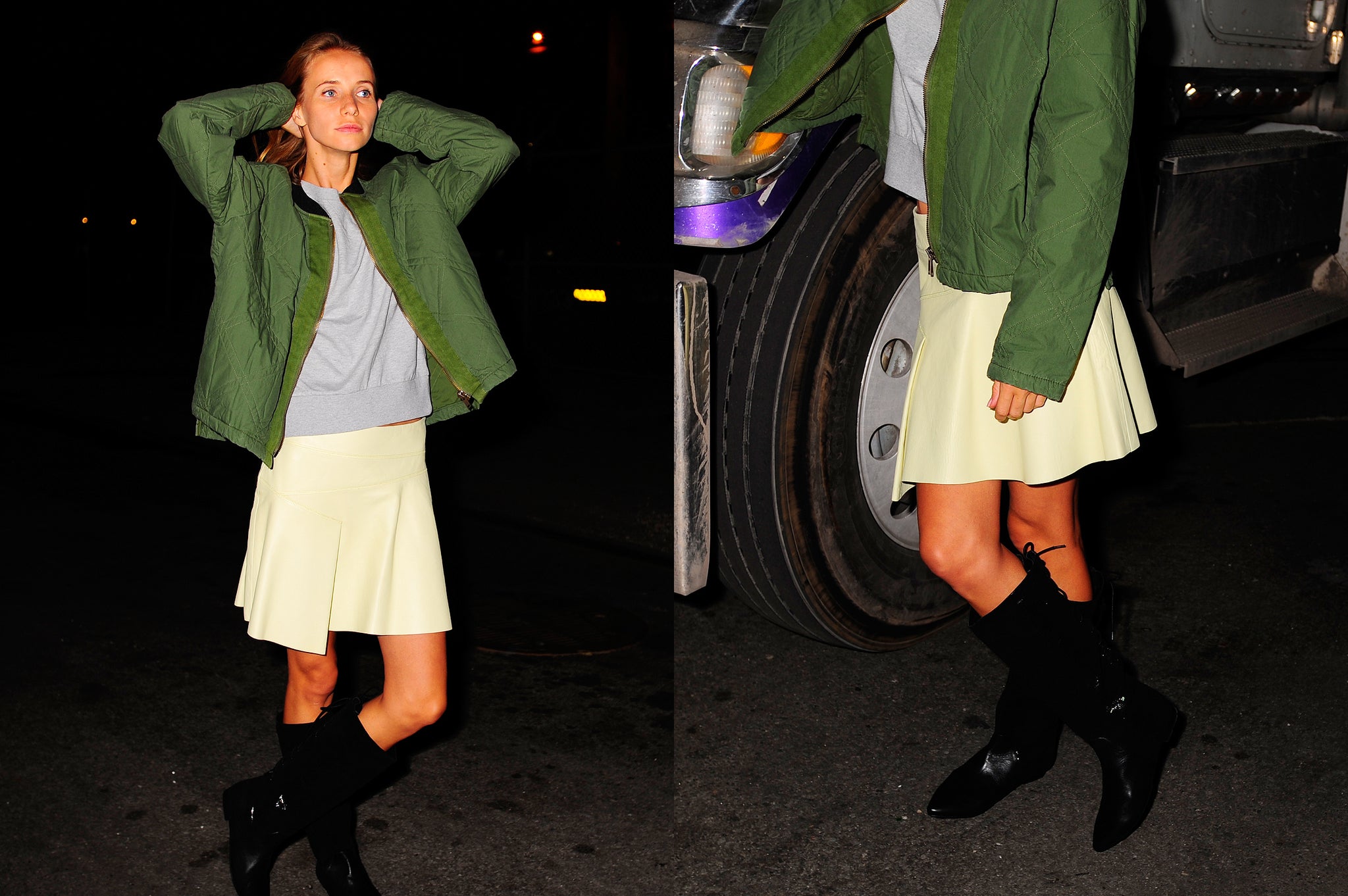 1404 suede and leather boots; black lizard