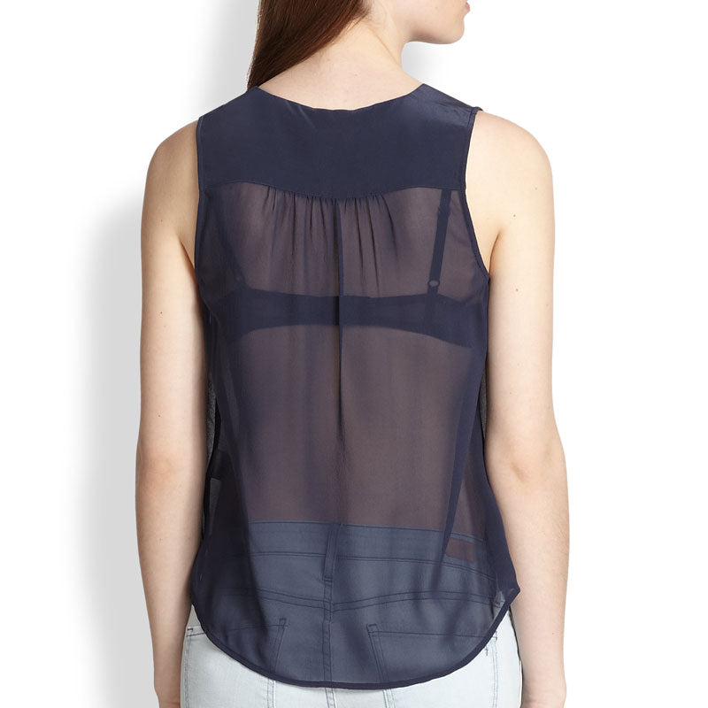 JOIE : SILK BLOUSE, NAVY