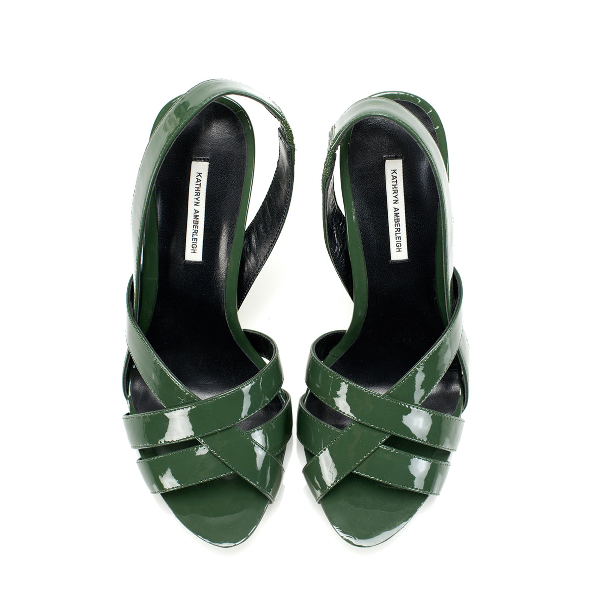 3132 patent leather heels; dark olive