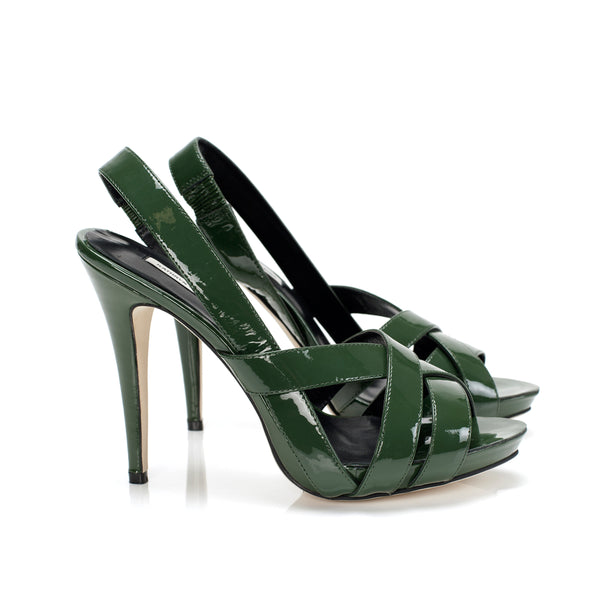 3132 patent leather heels; dark olive