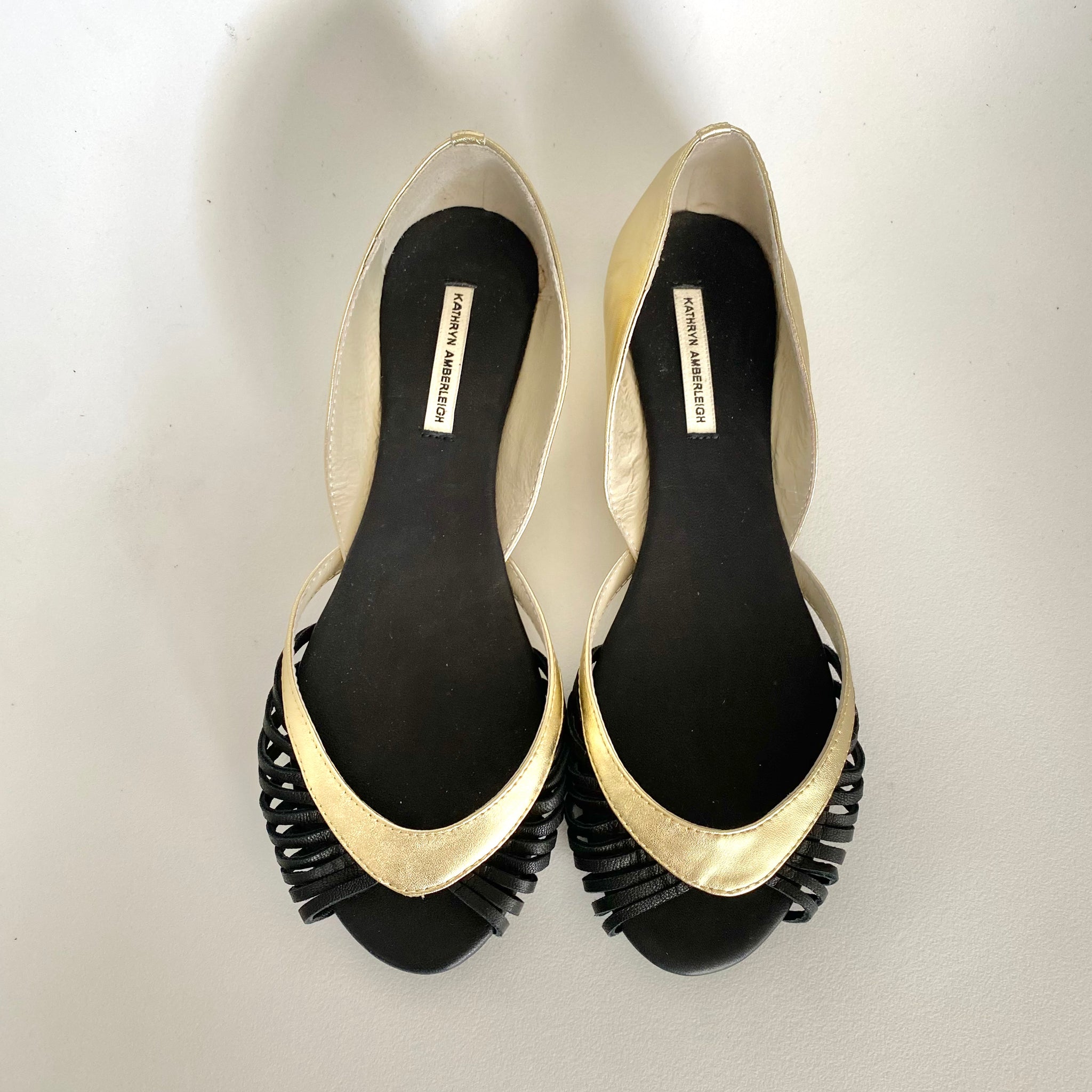 3051 leather loafers; gold and black