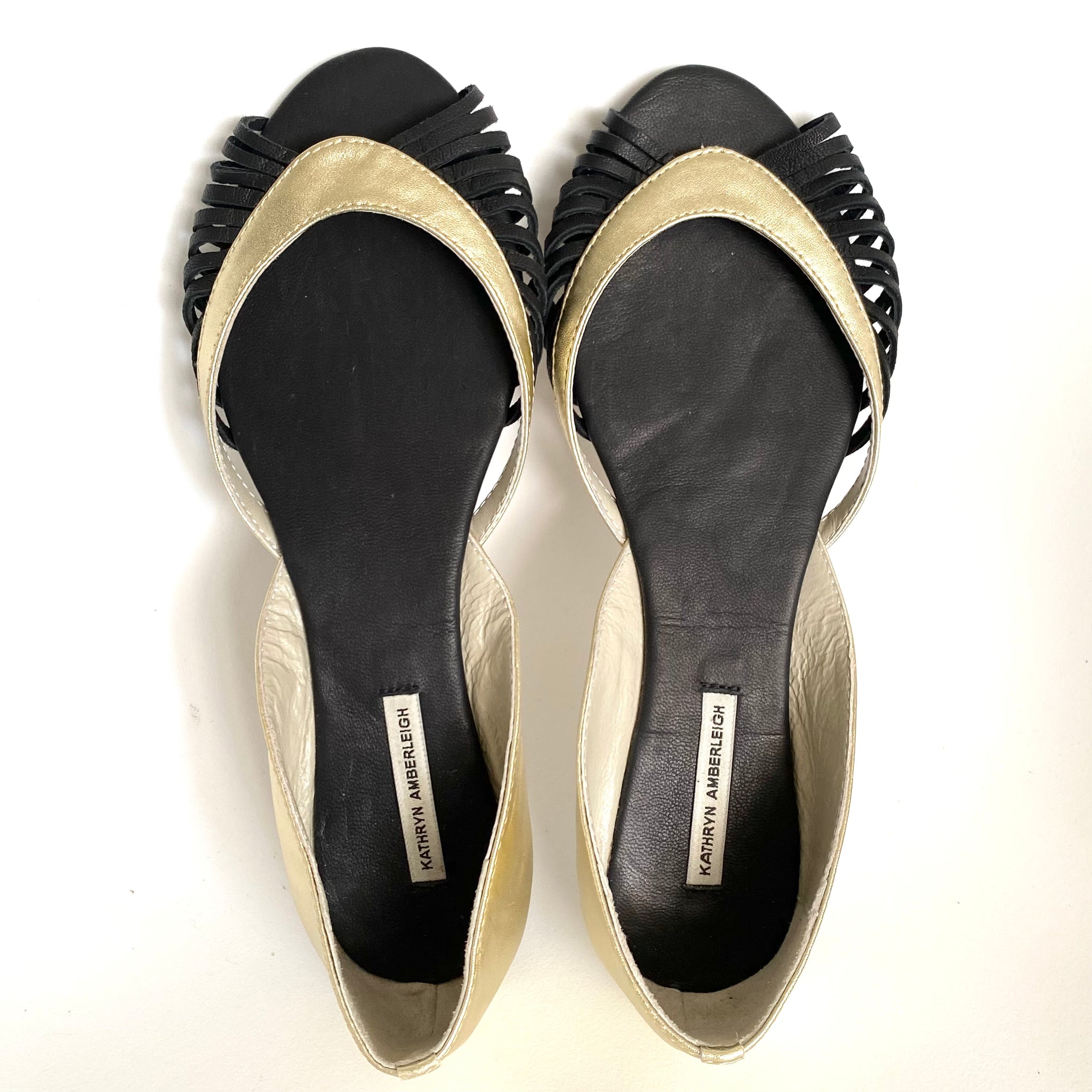 3051 leather loafers; gold and black