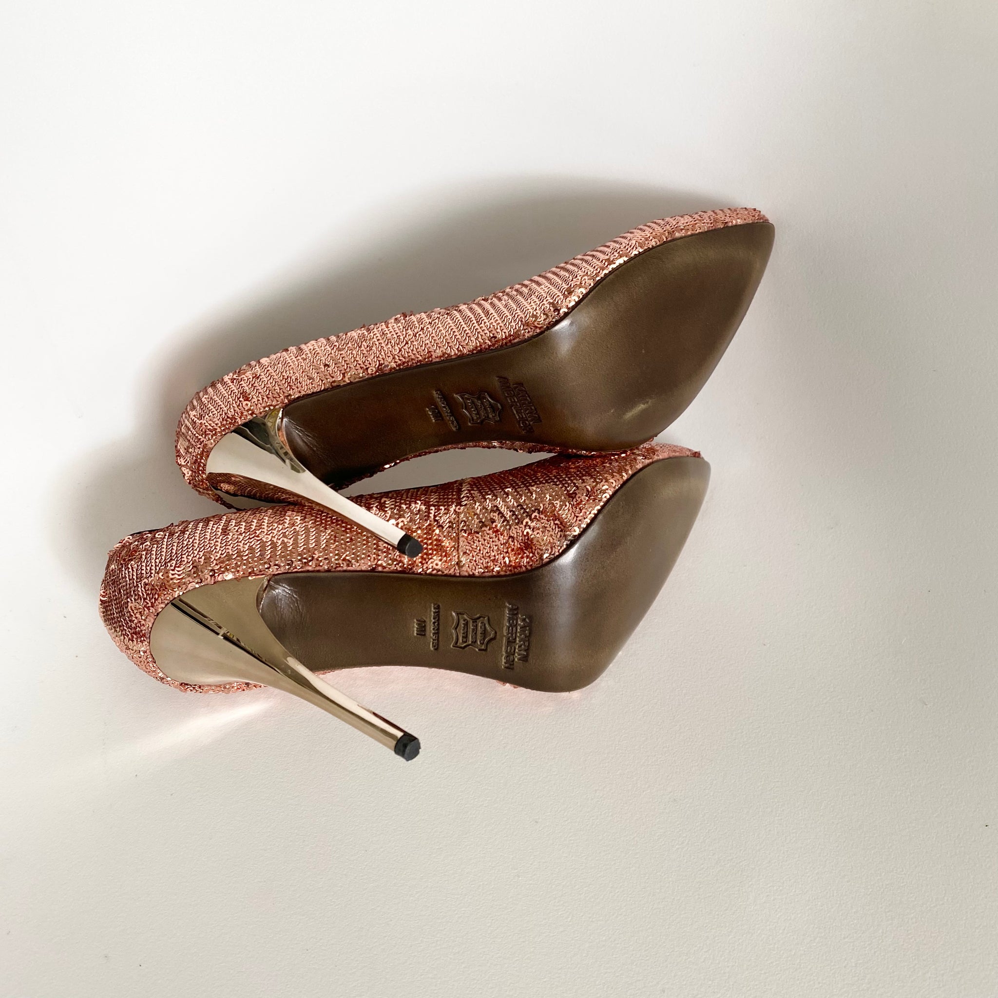 K405 sequin heels; peach