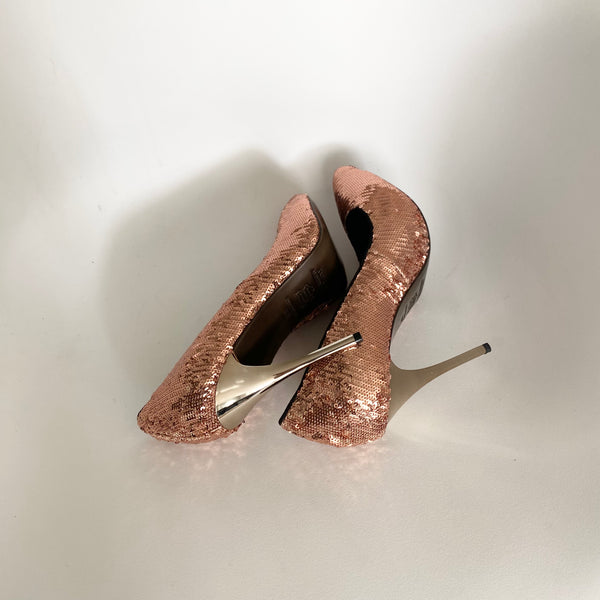 K405 sequin heels; peach