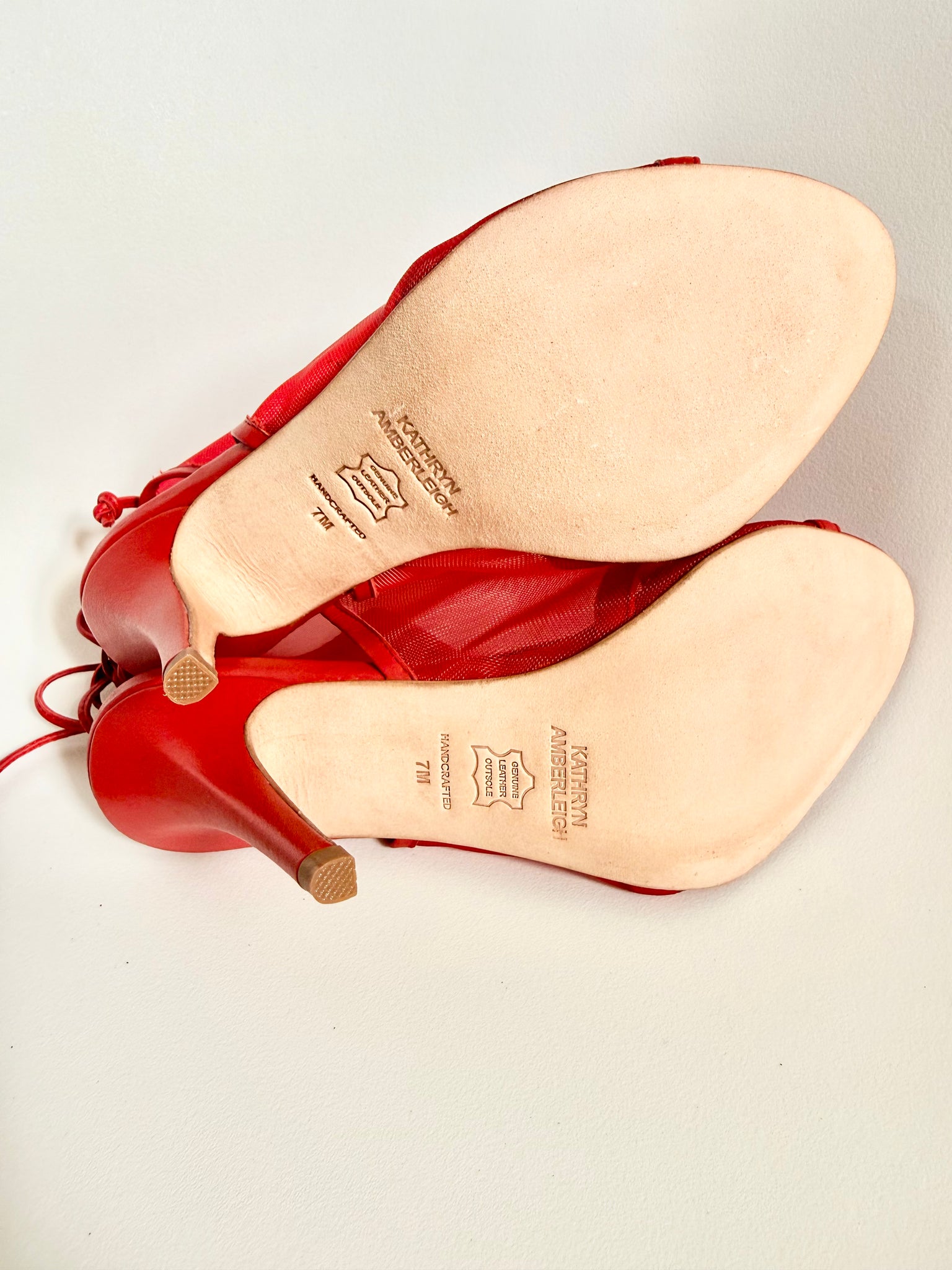 J016 net and leather heels; elec cherry