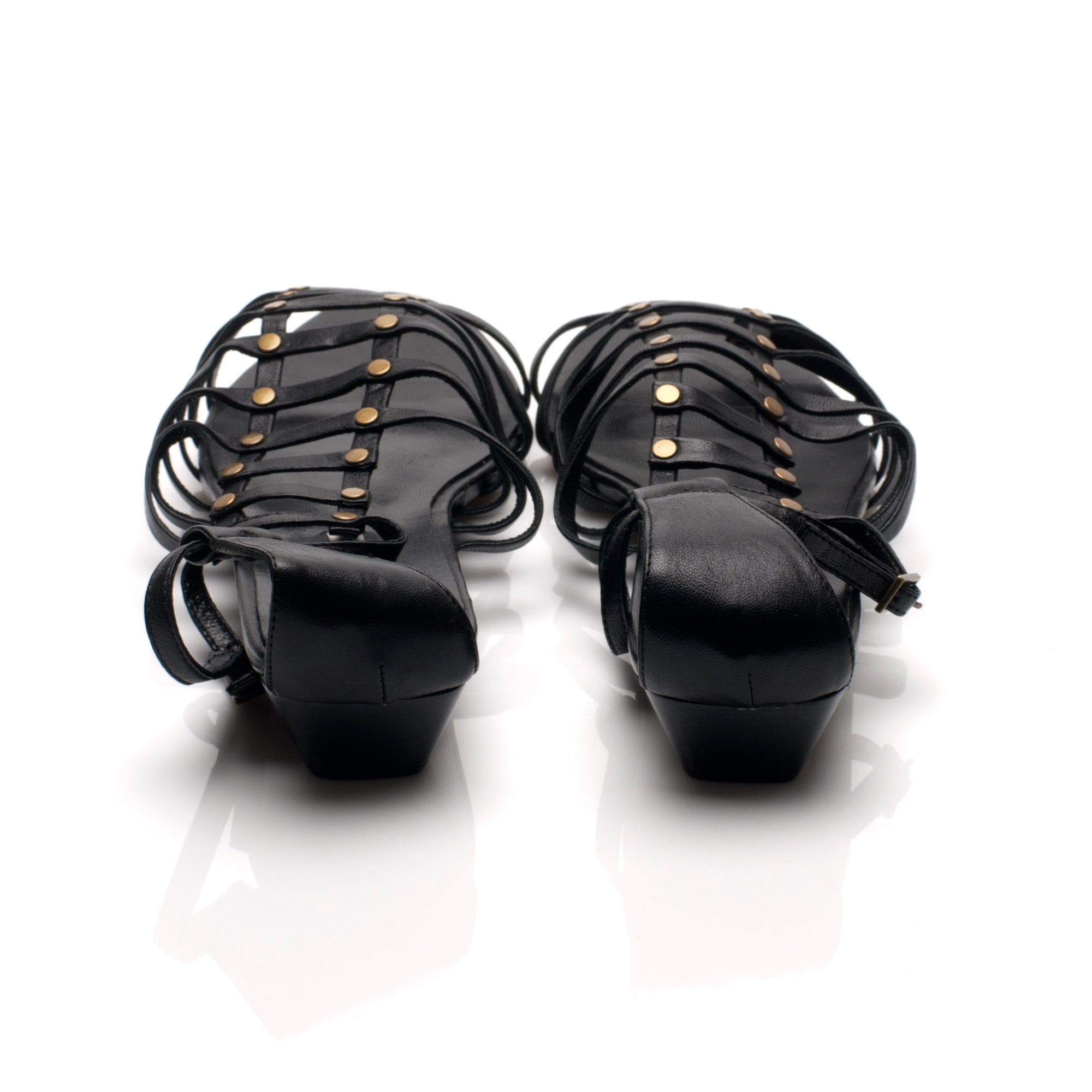 J018 lambskin sandals; black