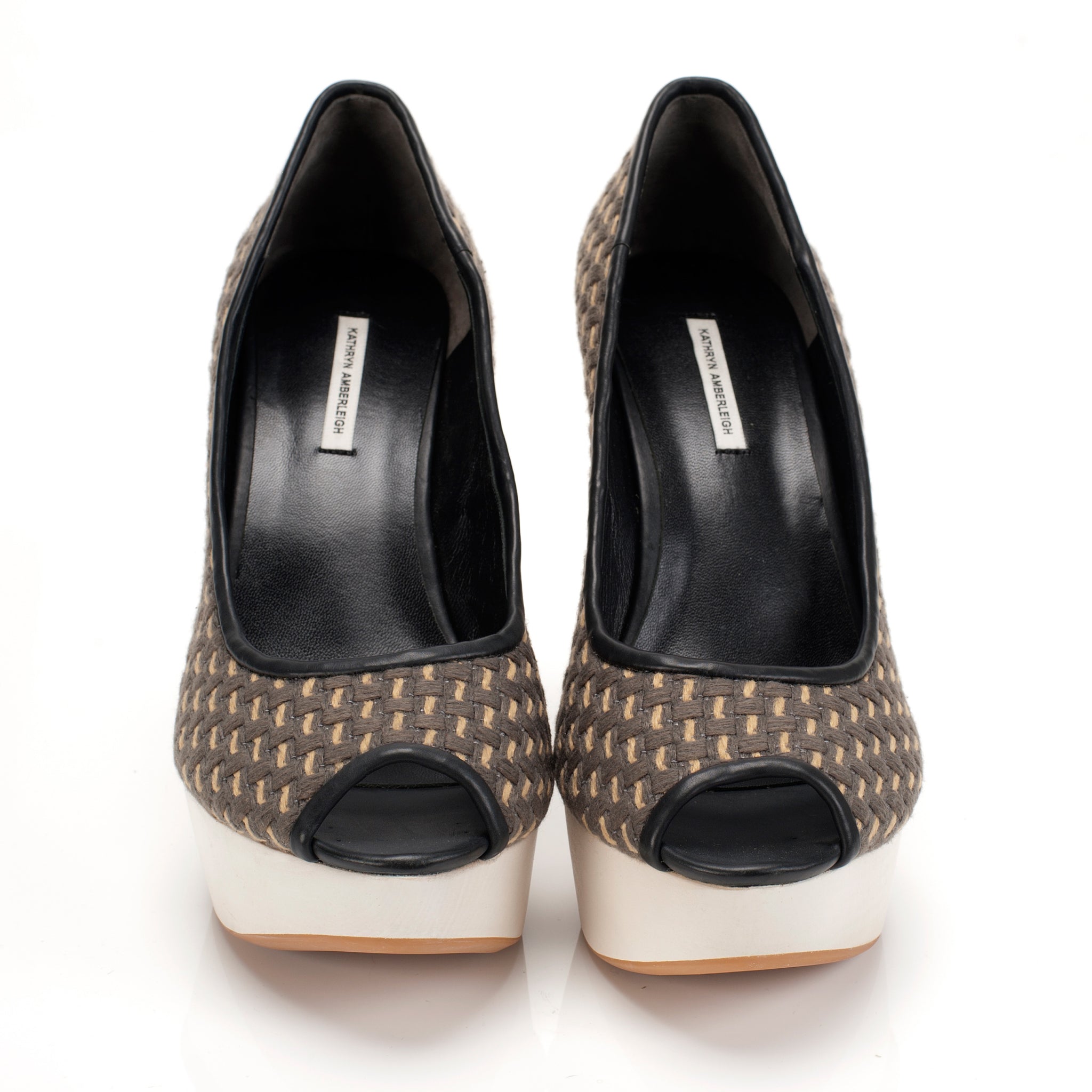 J033 wooden heels; grey multi