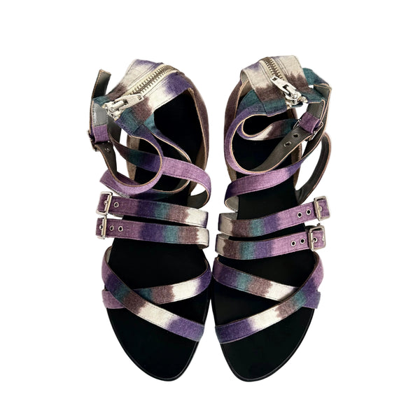 J101 tie-dye strap sandals; purple multi