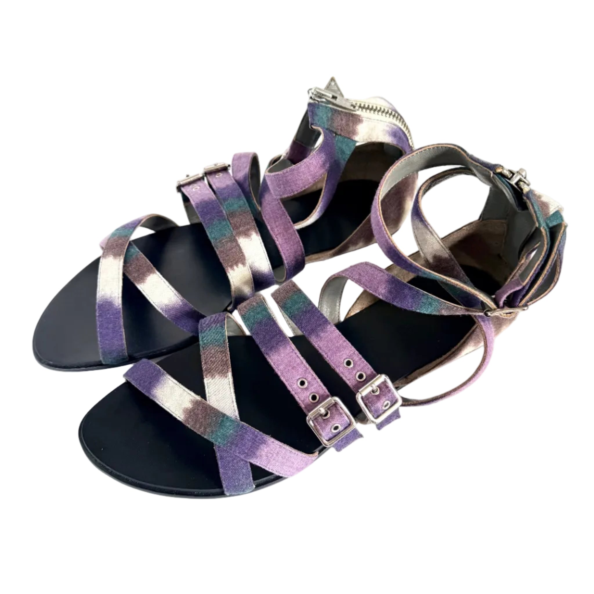 J101 tie-dye strap sandals; purple multi