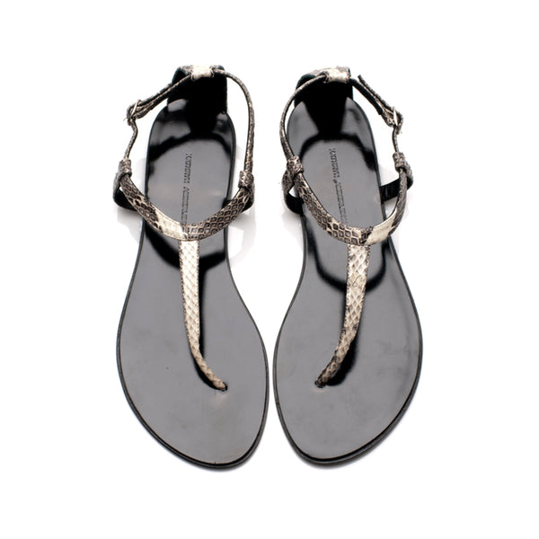 J106 snakeskin sandals; cream