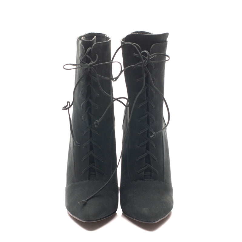 K310 block heeled boots; charcoal