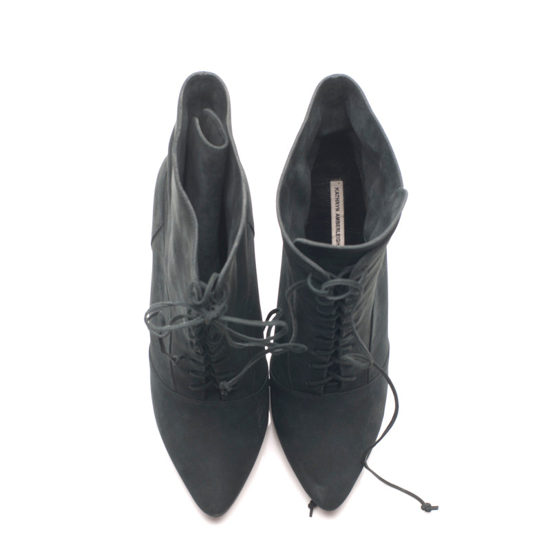 K310 block heeled boots; charcoal