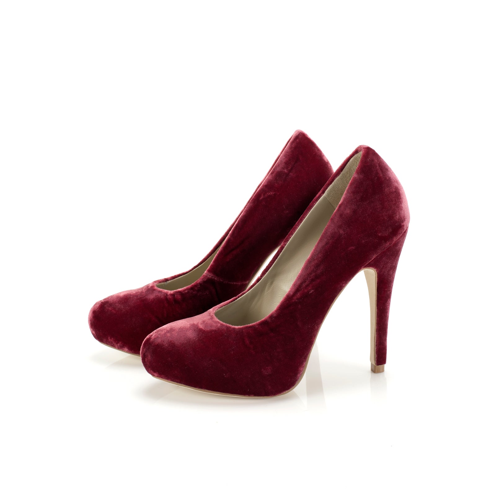 K400 silk velvet heels; burgundy