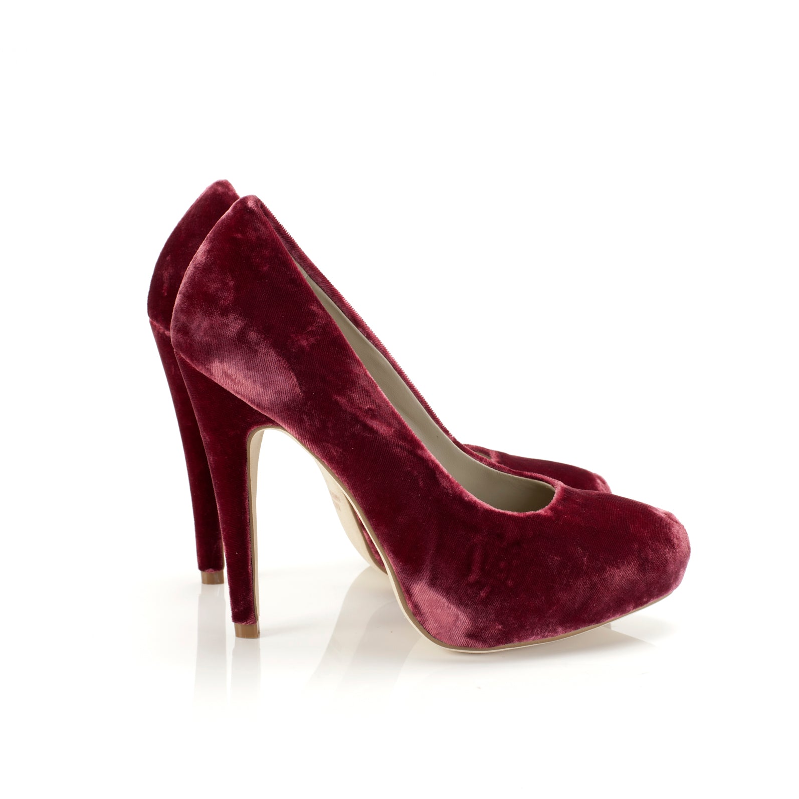 K400 silk velvet heels; burgundy