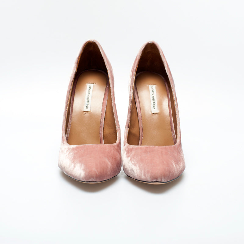 K403 silk velvet heels; pink nude