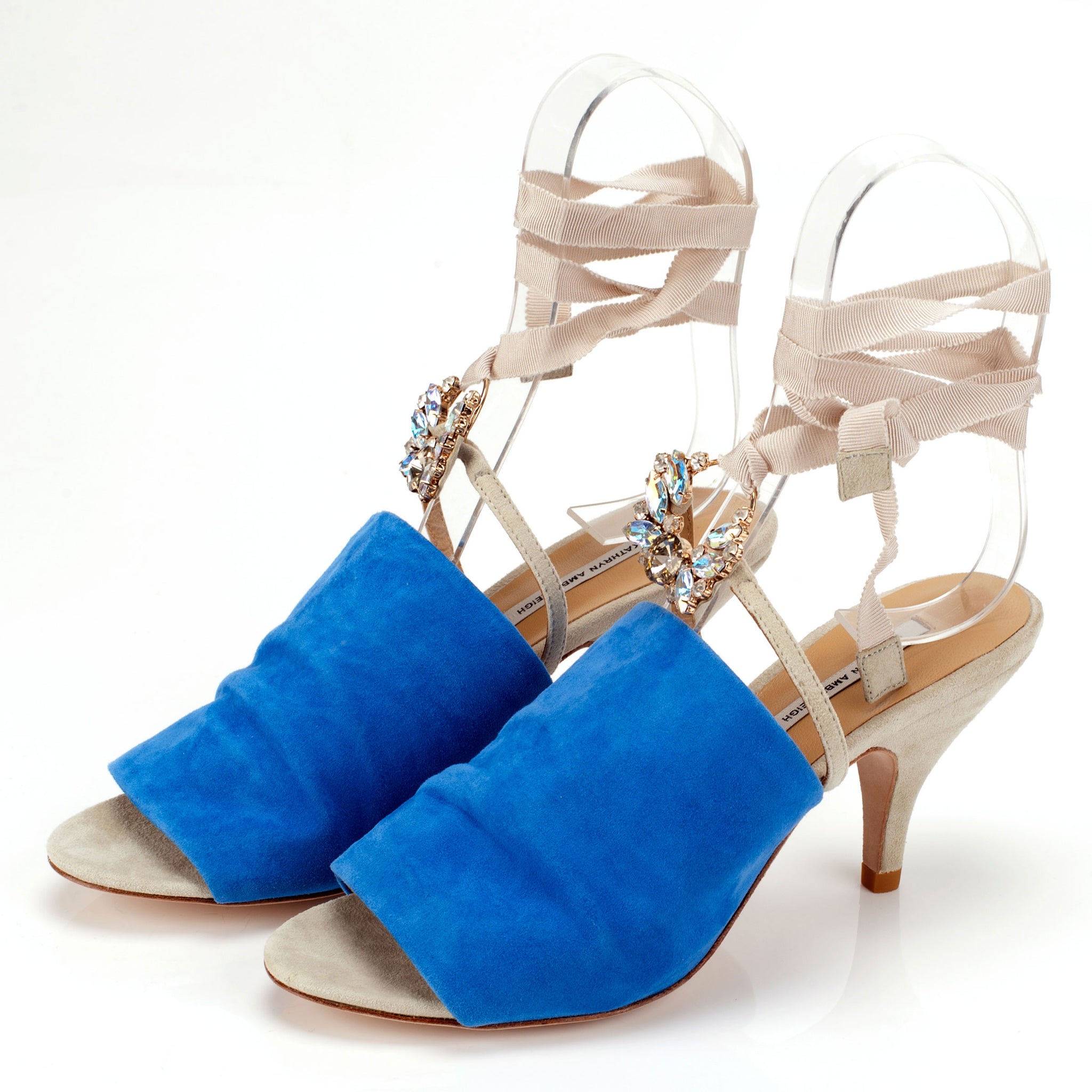 K655 suede heels; blue