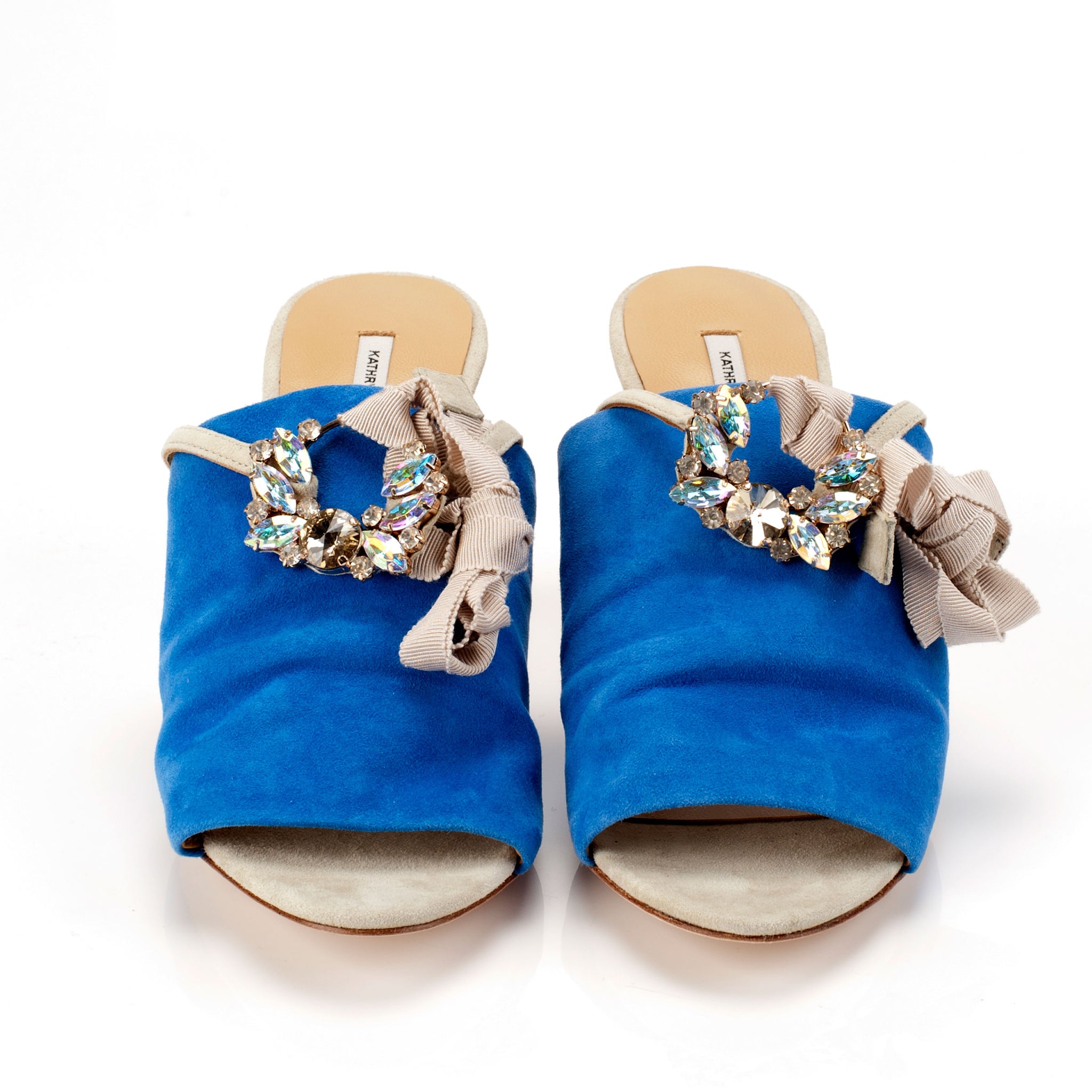K655 suede heels; blue