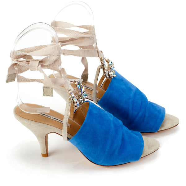 K655 suede heels; blue