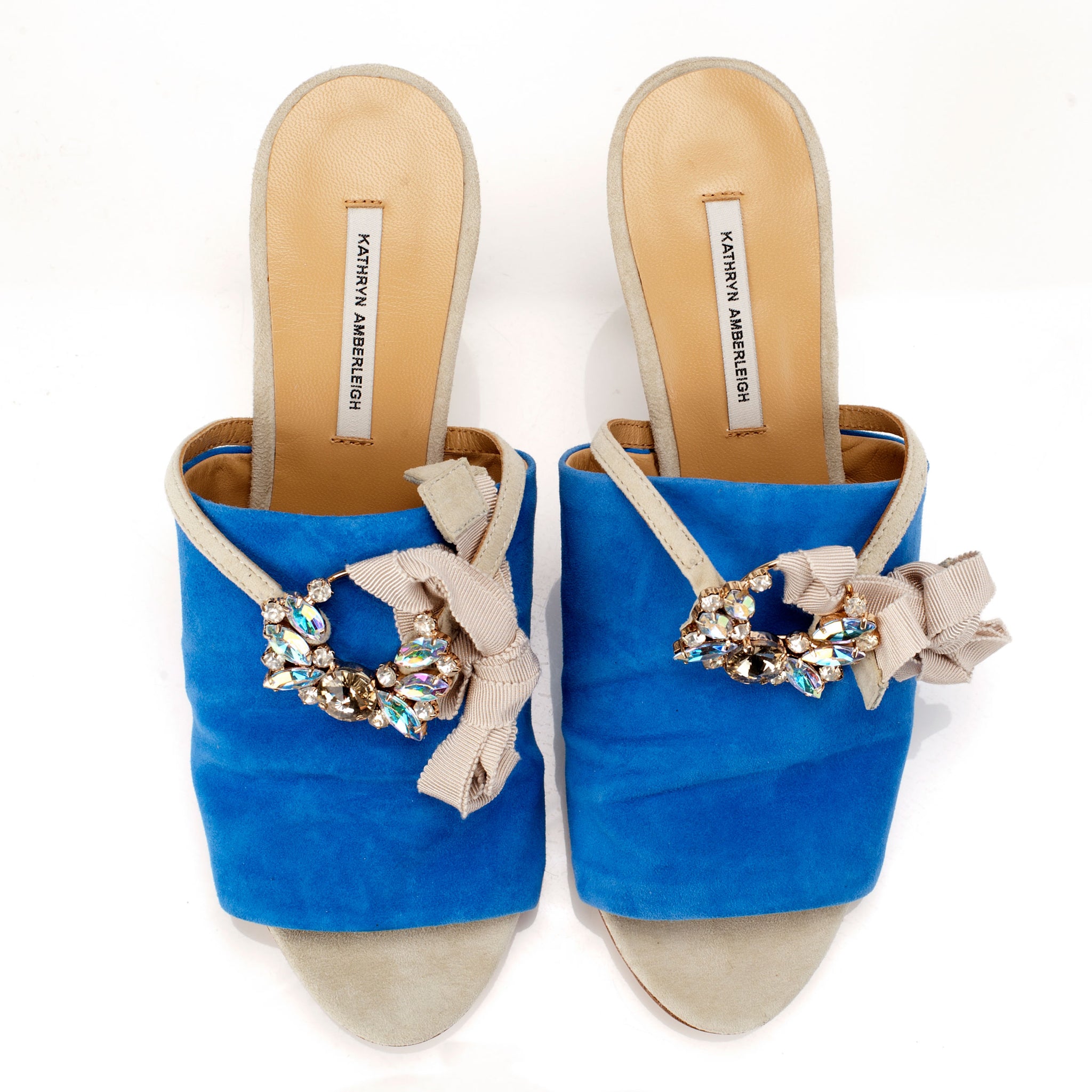 K655 suede heels; blue