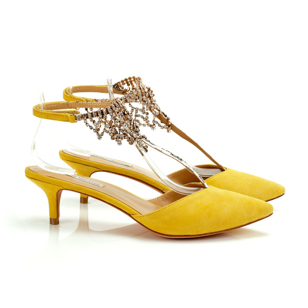 K660 suede heels; yellow