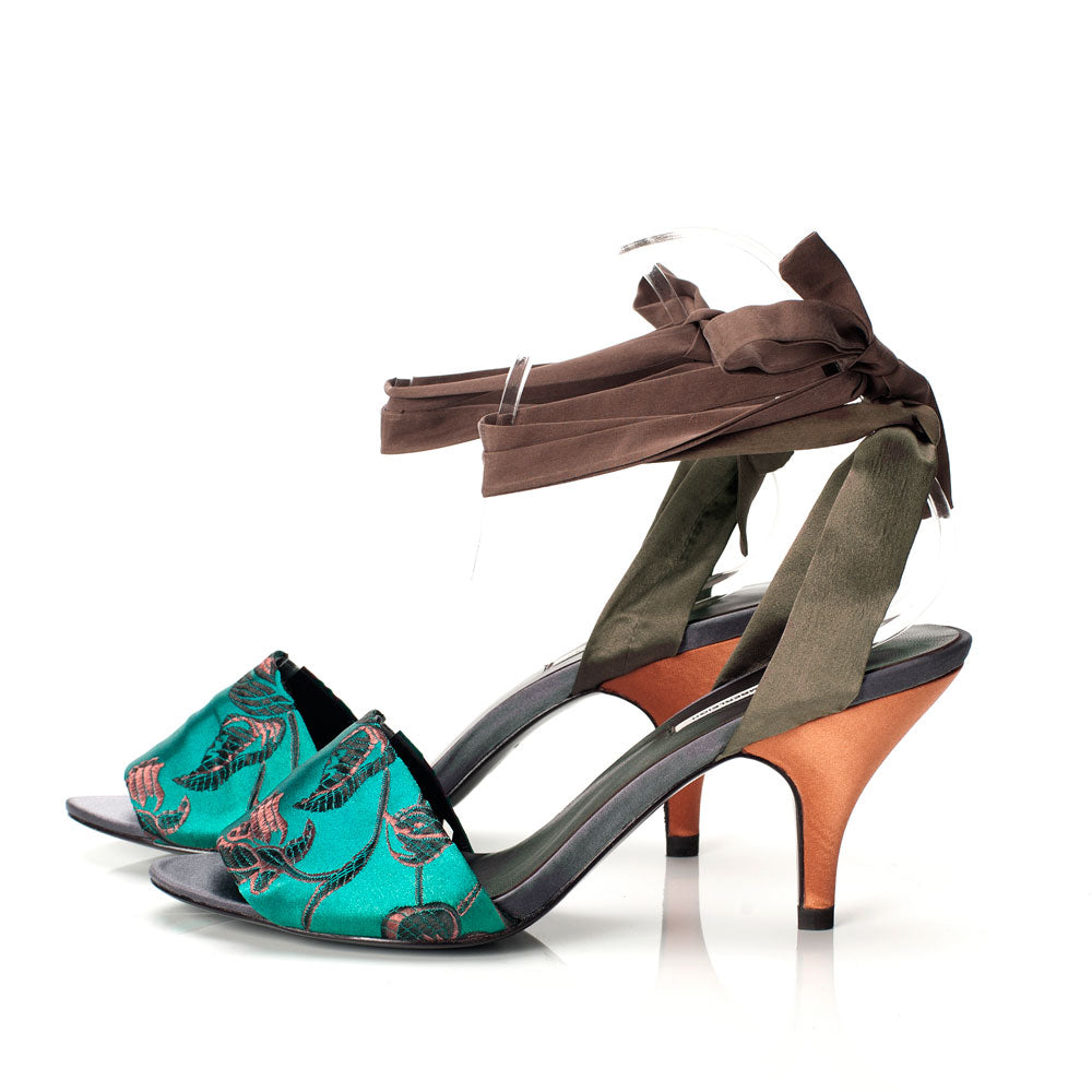 K684 silk heels; green multi