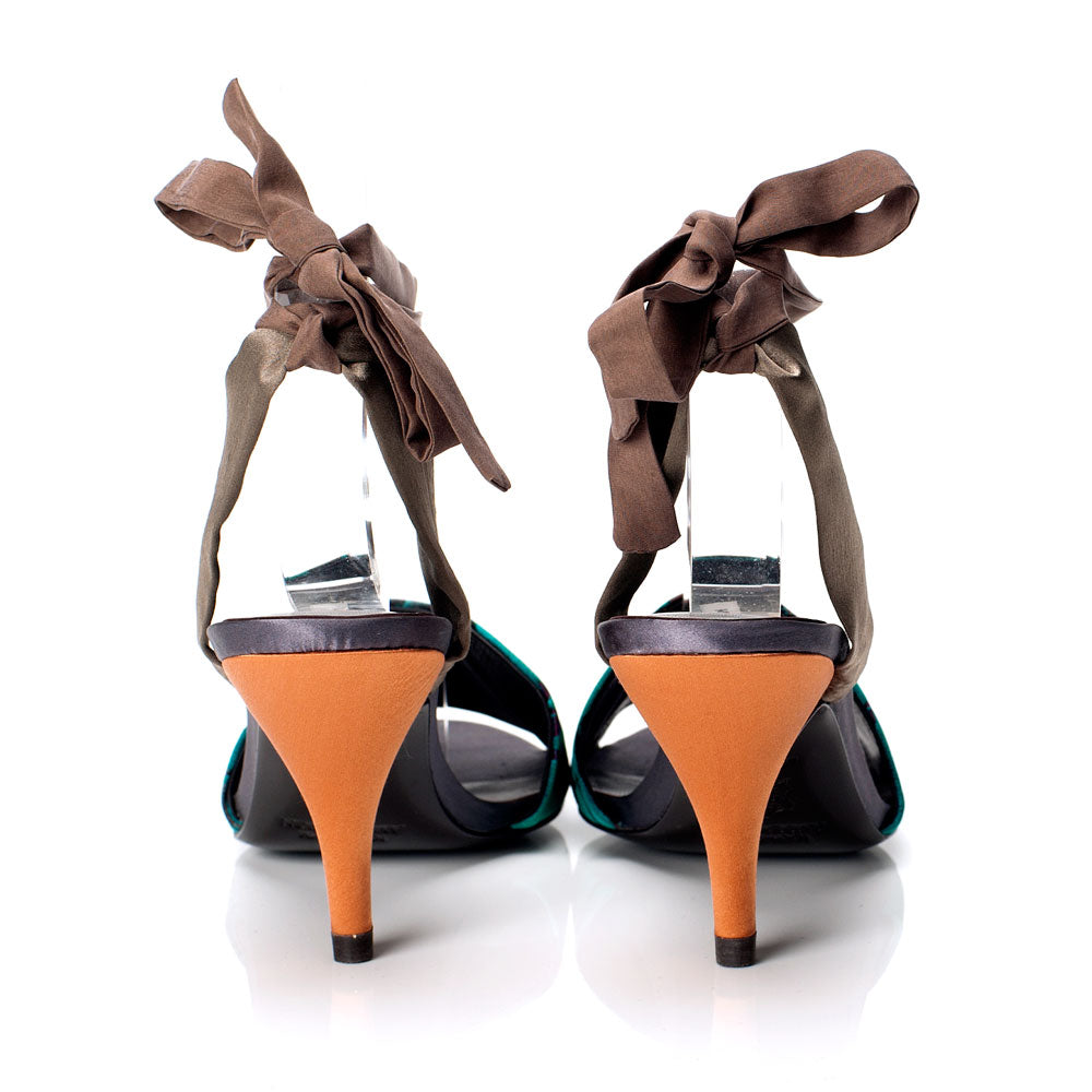 K684 silk heels; green multi