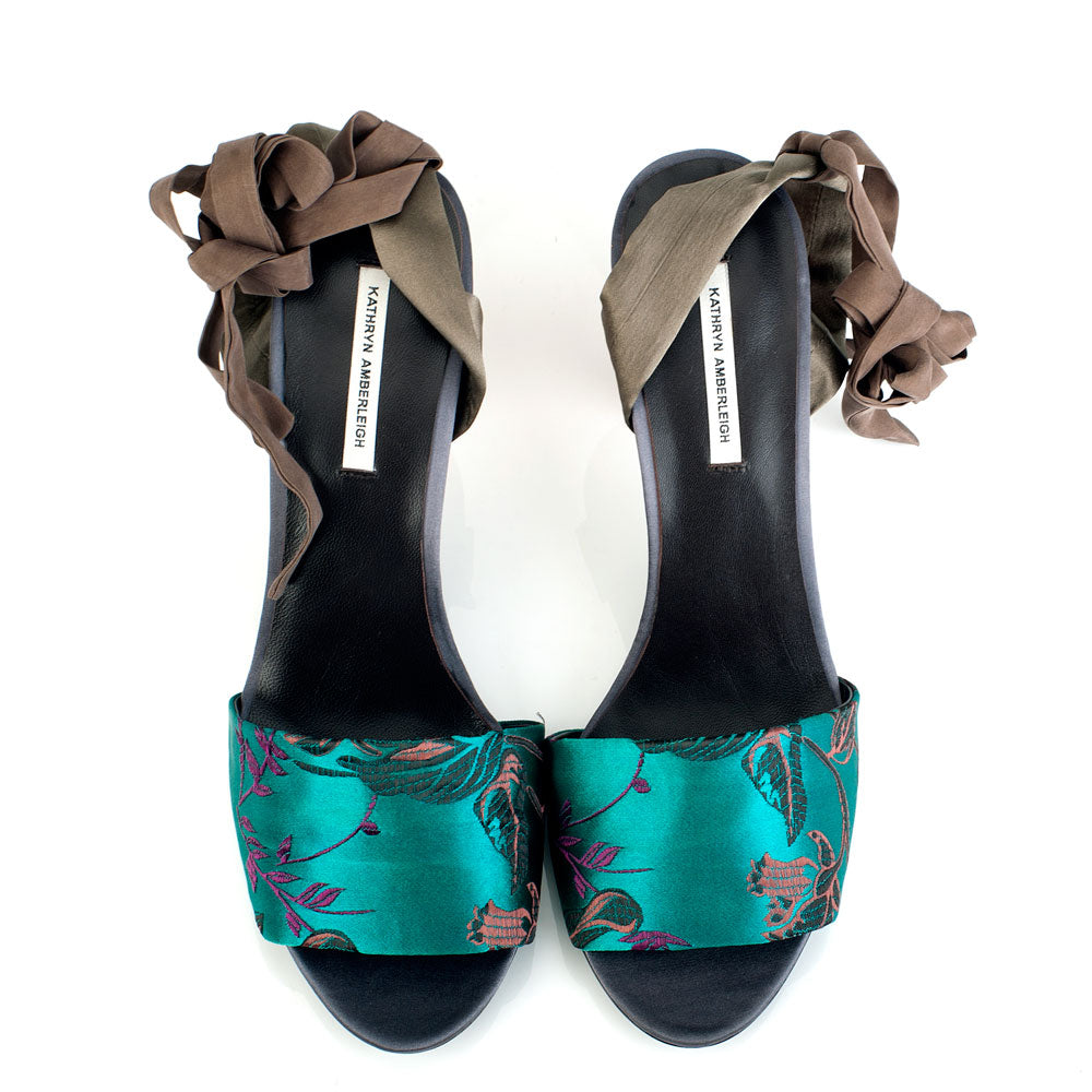 K684 silk heels; green multi