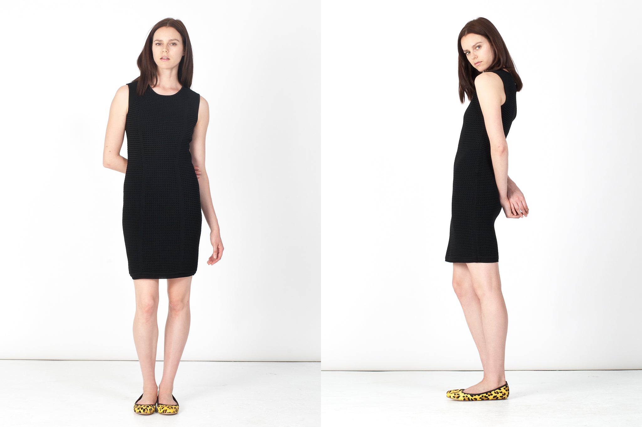 K347 calf-hair leather flats; yellow leopard