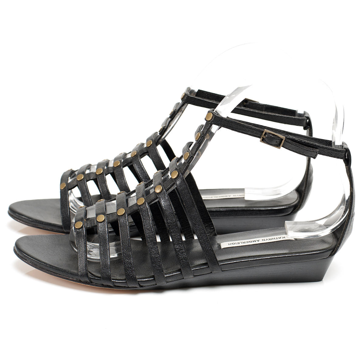 J018 lambskin sandals; black