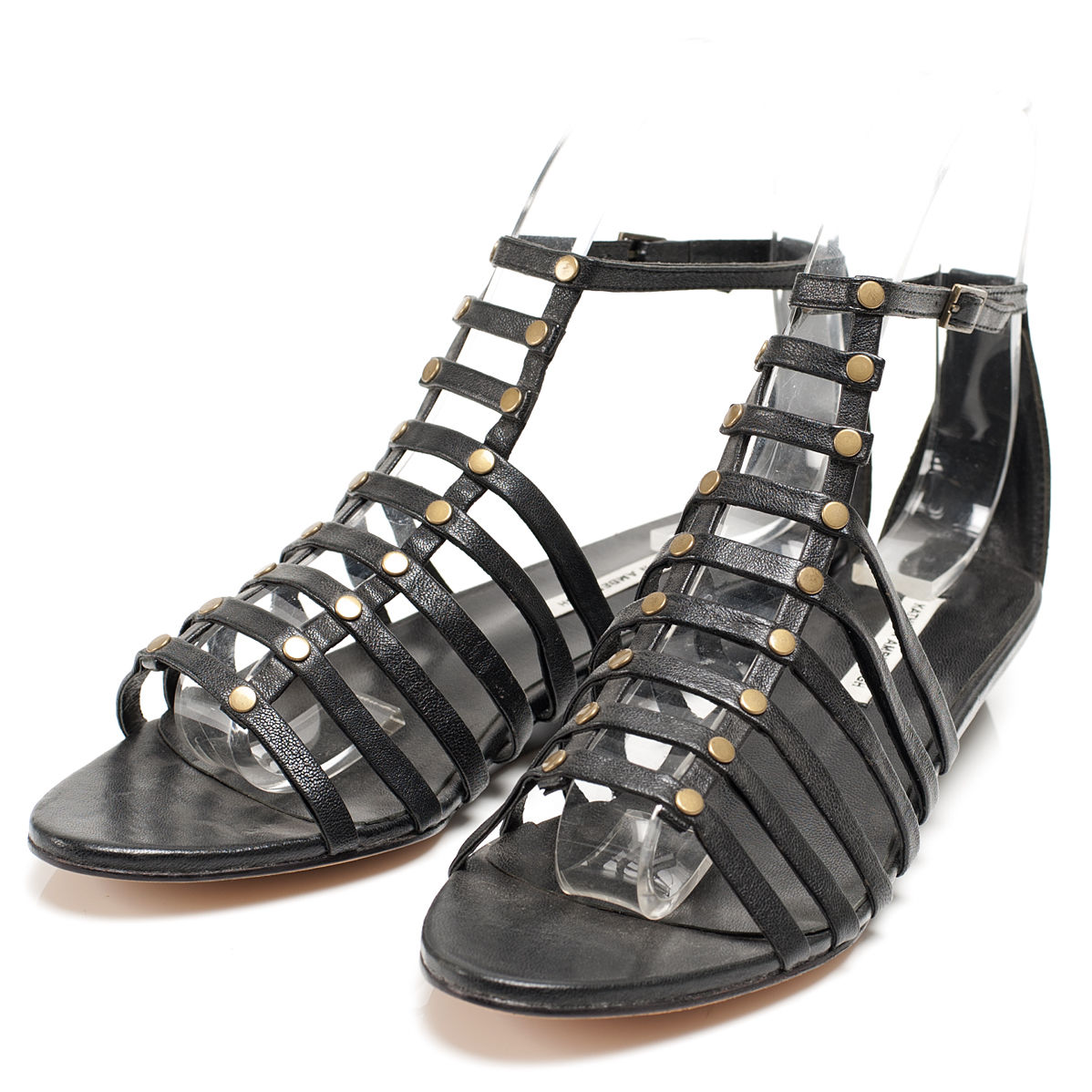 J018 lambskin sandals; black