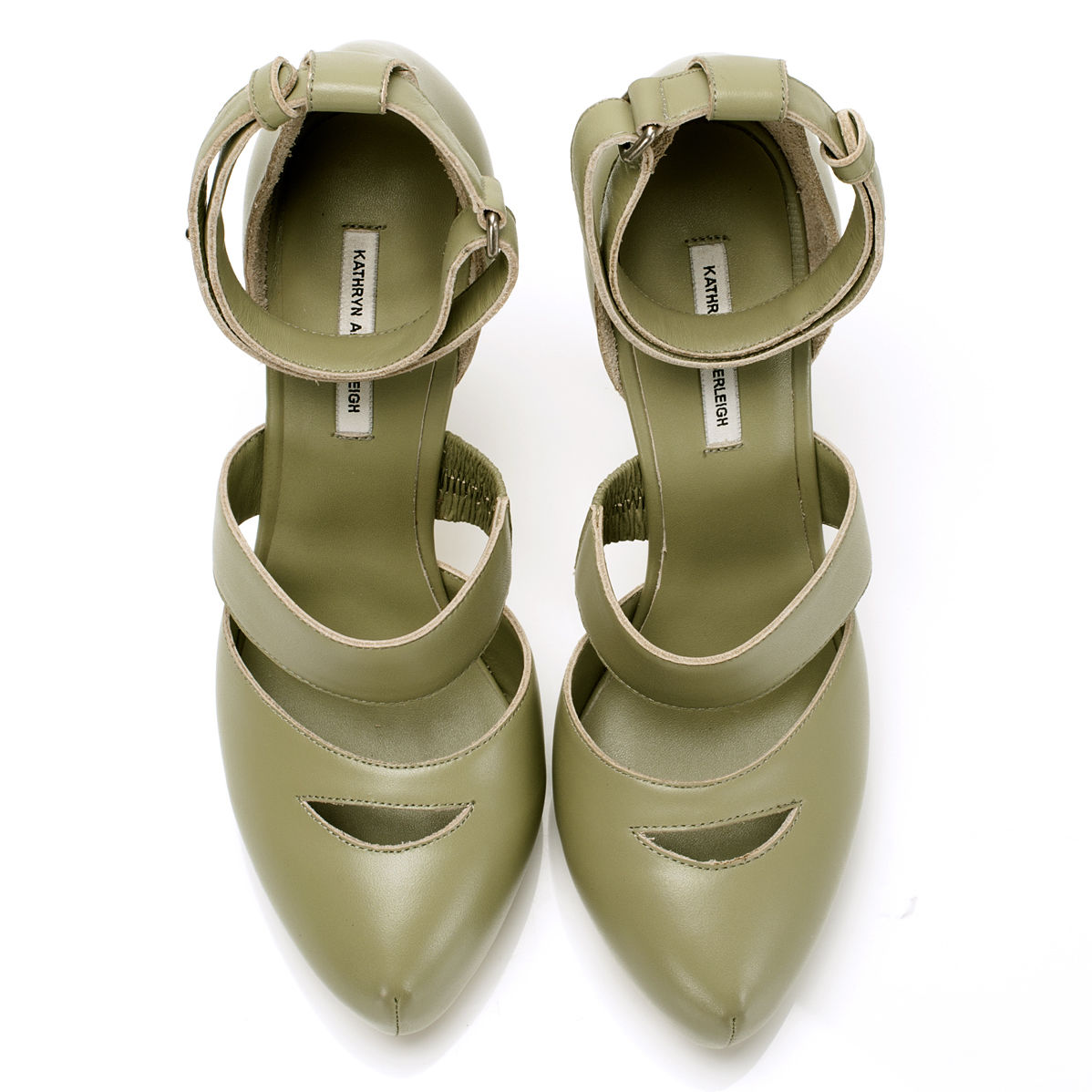 J523 leather heels; celery