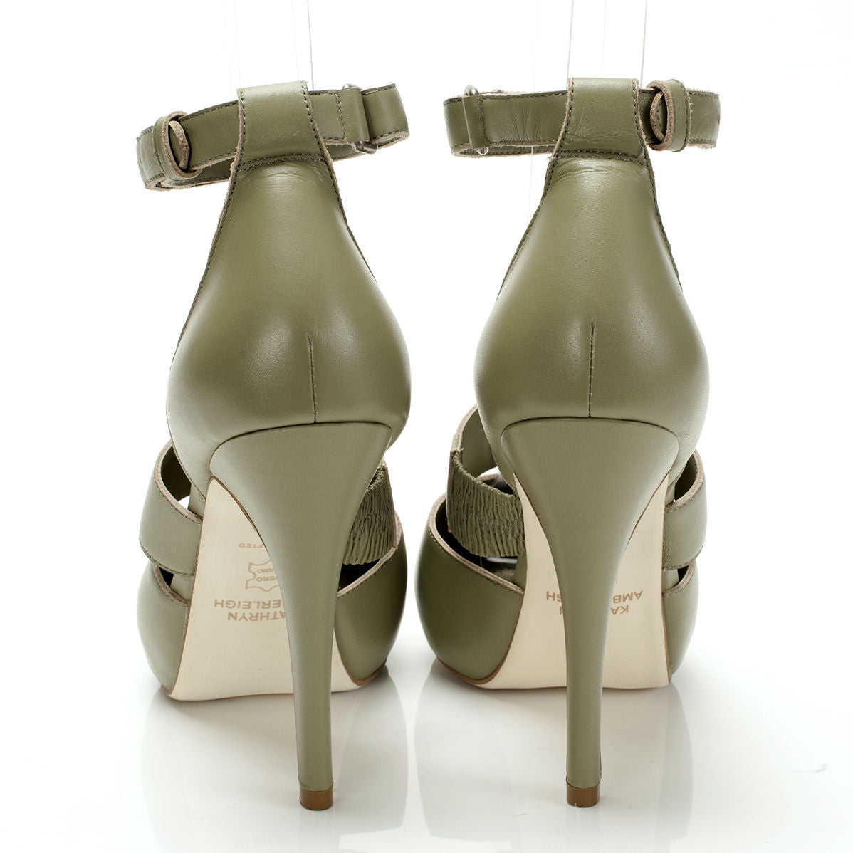 J523 leather heels; celery
